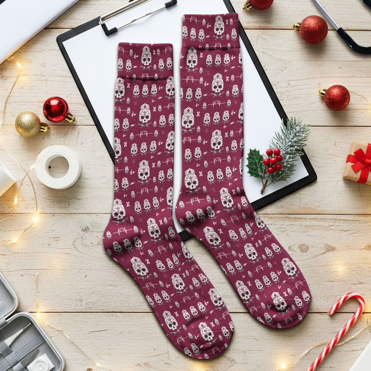 Sugar Skull Nurse Socks