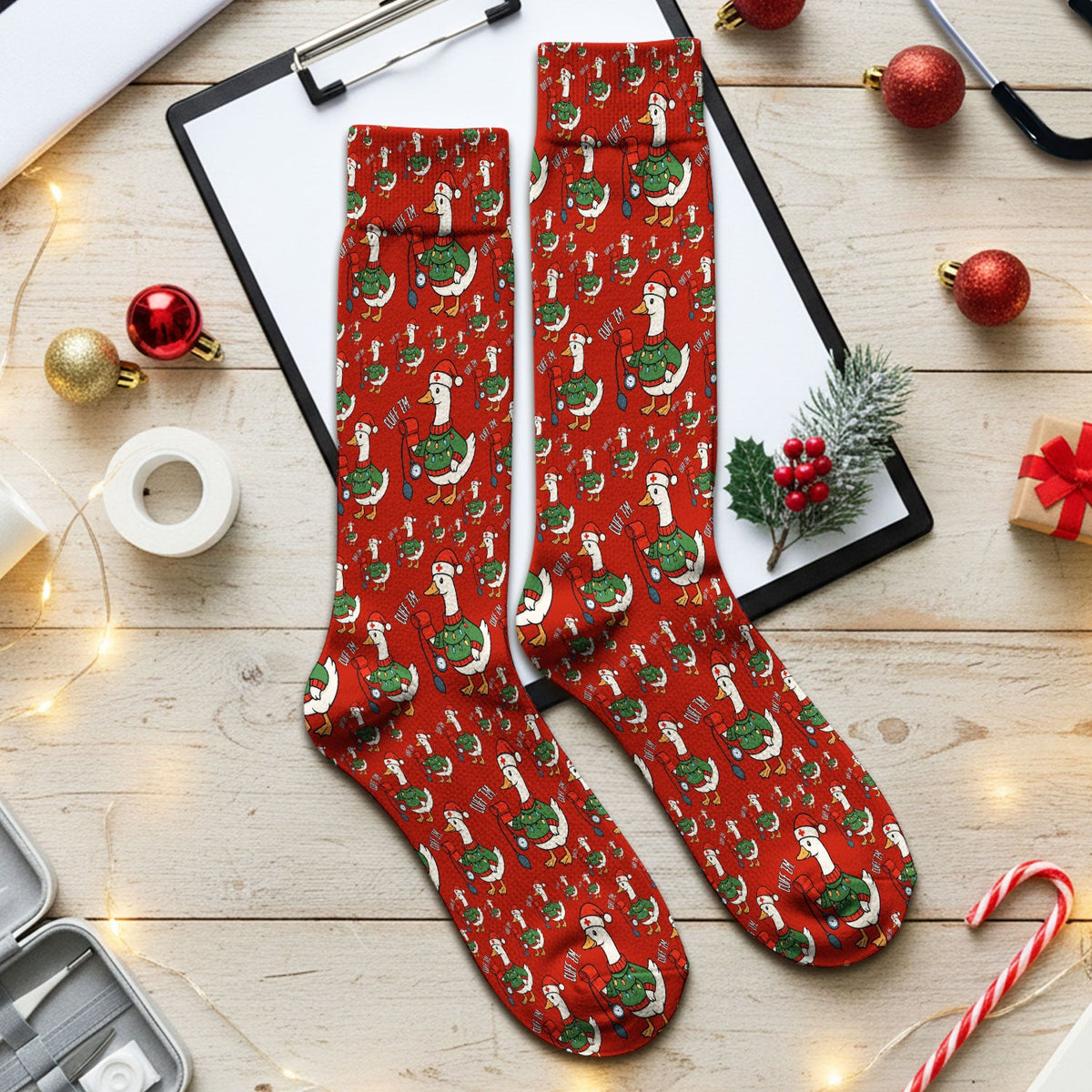 Christmas Duck Nurse Socks