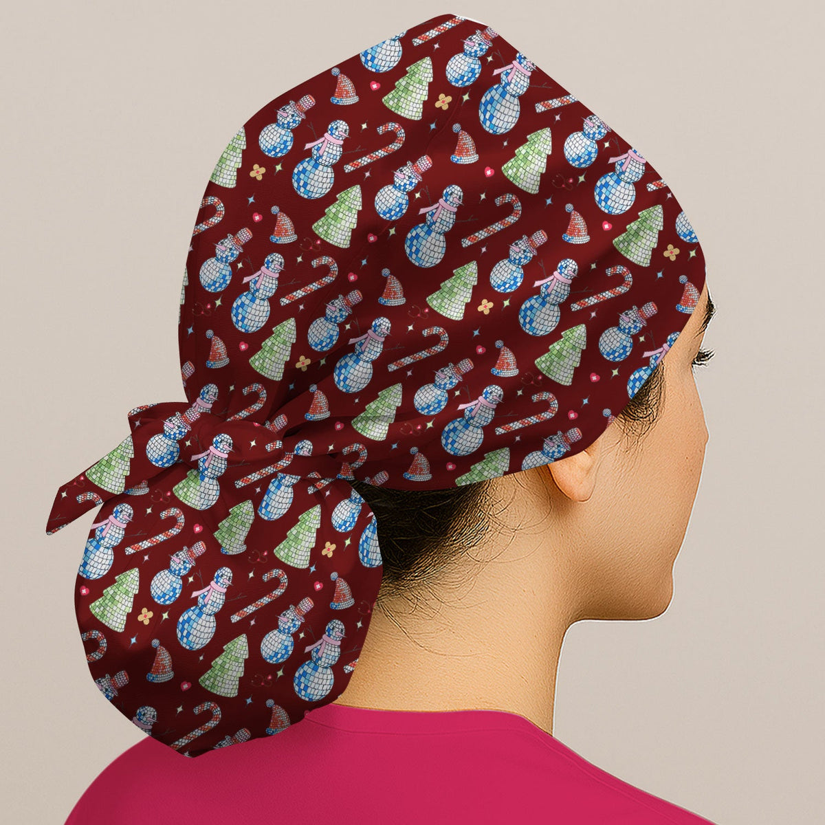 Christmas Snowman Scrub Cap