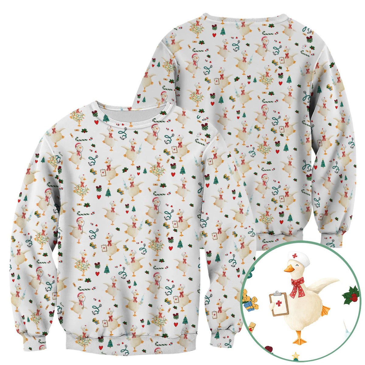 Christmas Goose Nurse Scrub Top