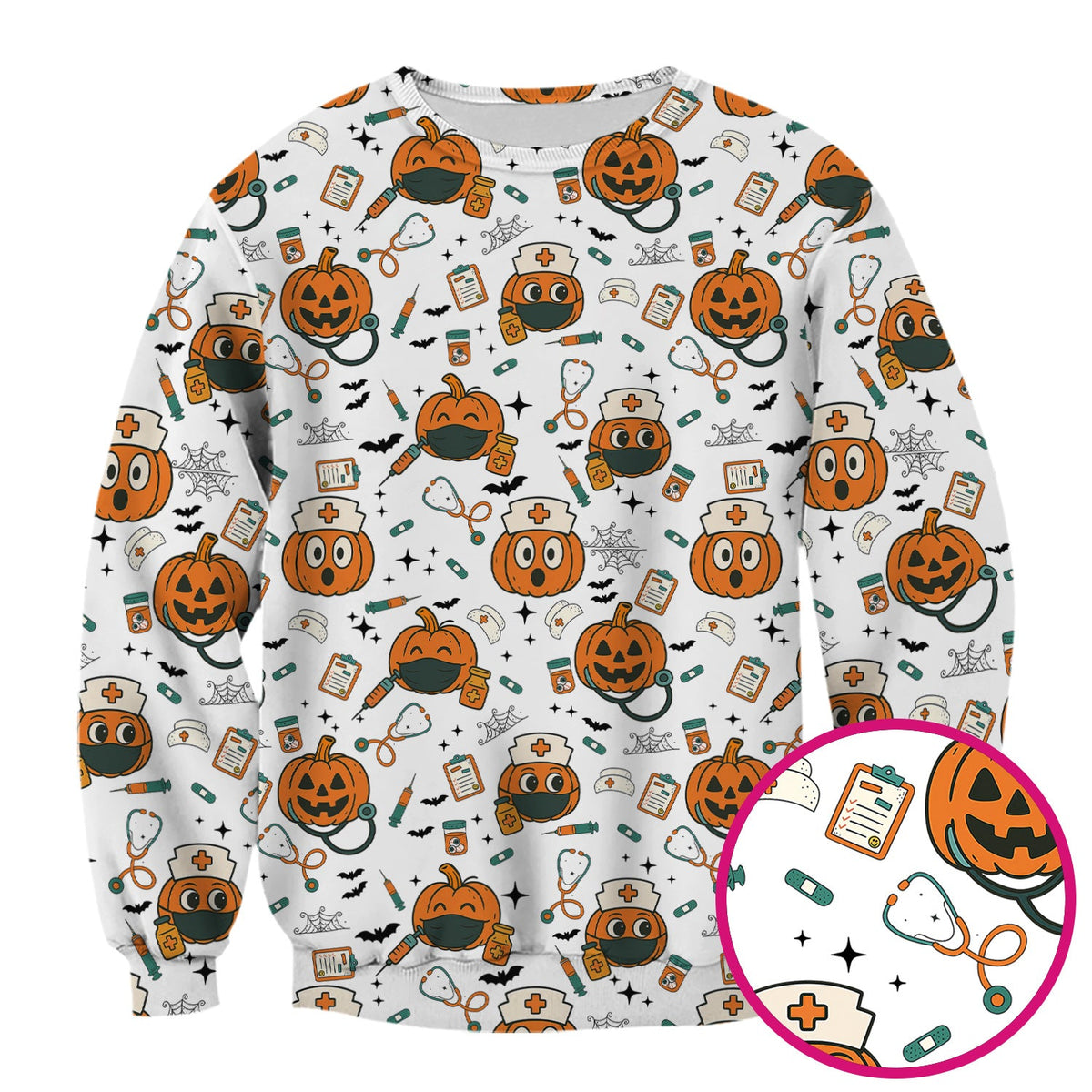 Spooky Holiday Nurse Scrub Top - Halloween Gift