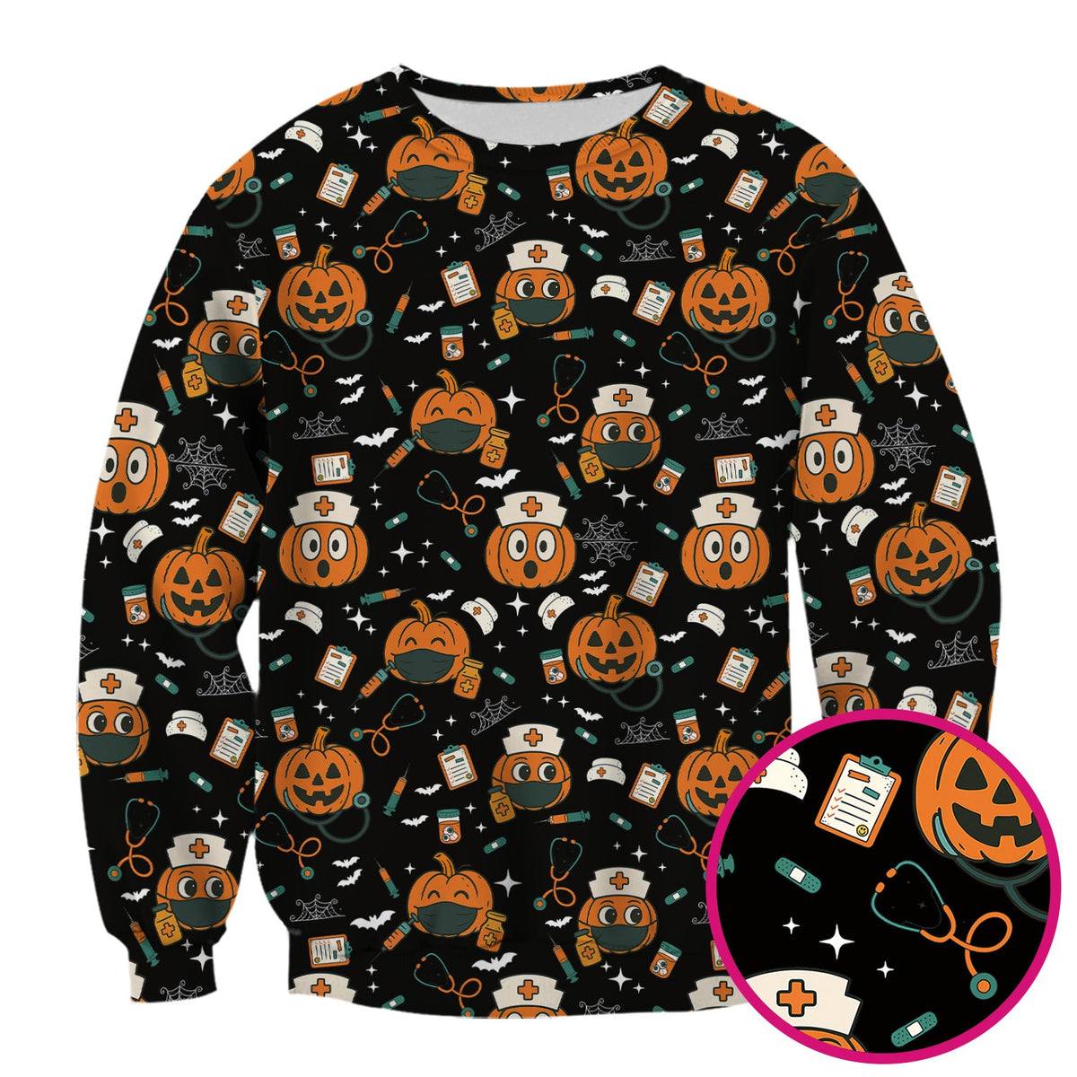 Spooky Holiday Nurse Scrub Top - Halloween Gift