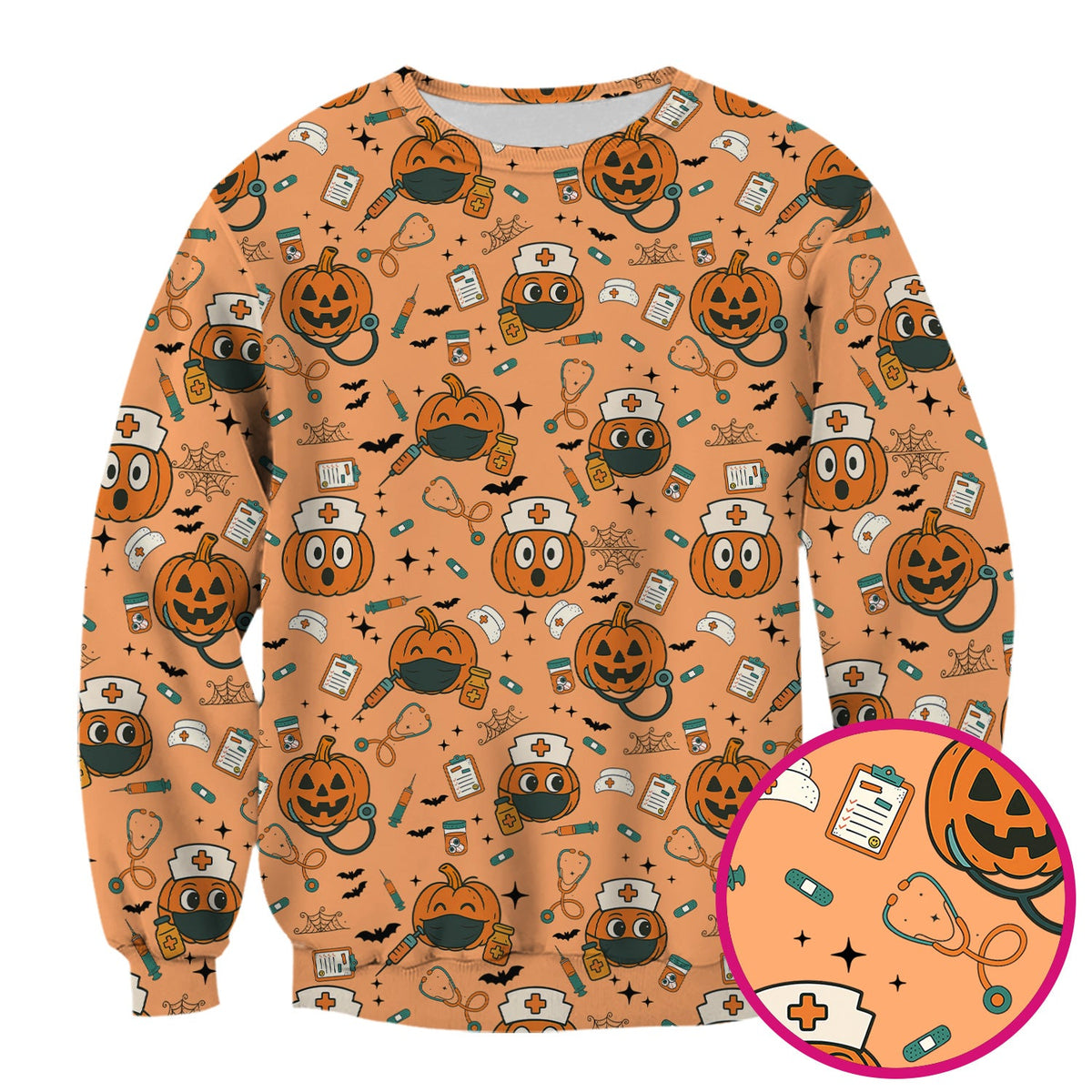 Spooky Holiday Nurse Scrub Top - Halloween Gift