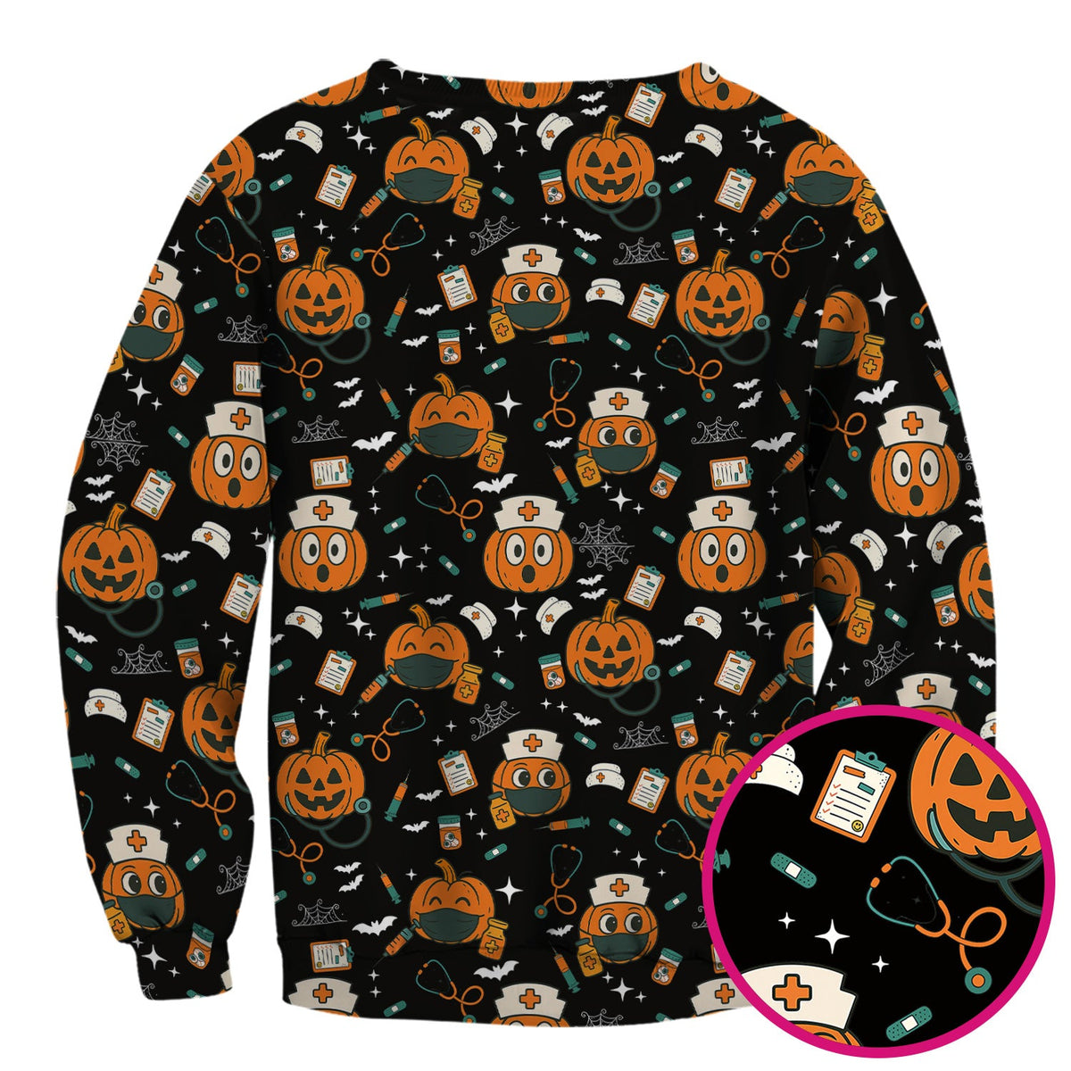 Spooky Holiday Nurse Scrub Top - Halloween Gift