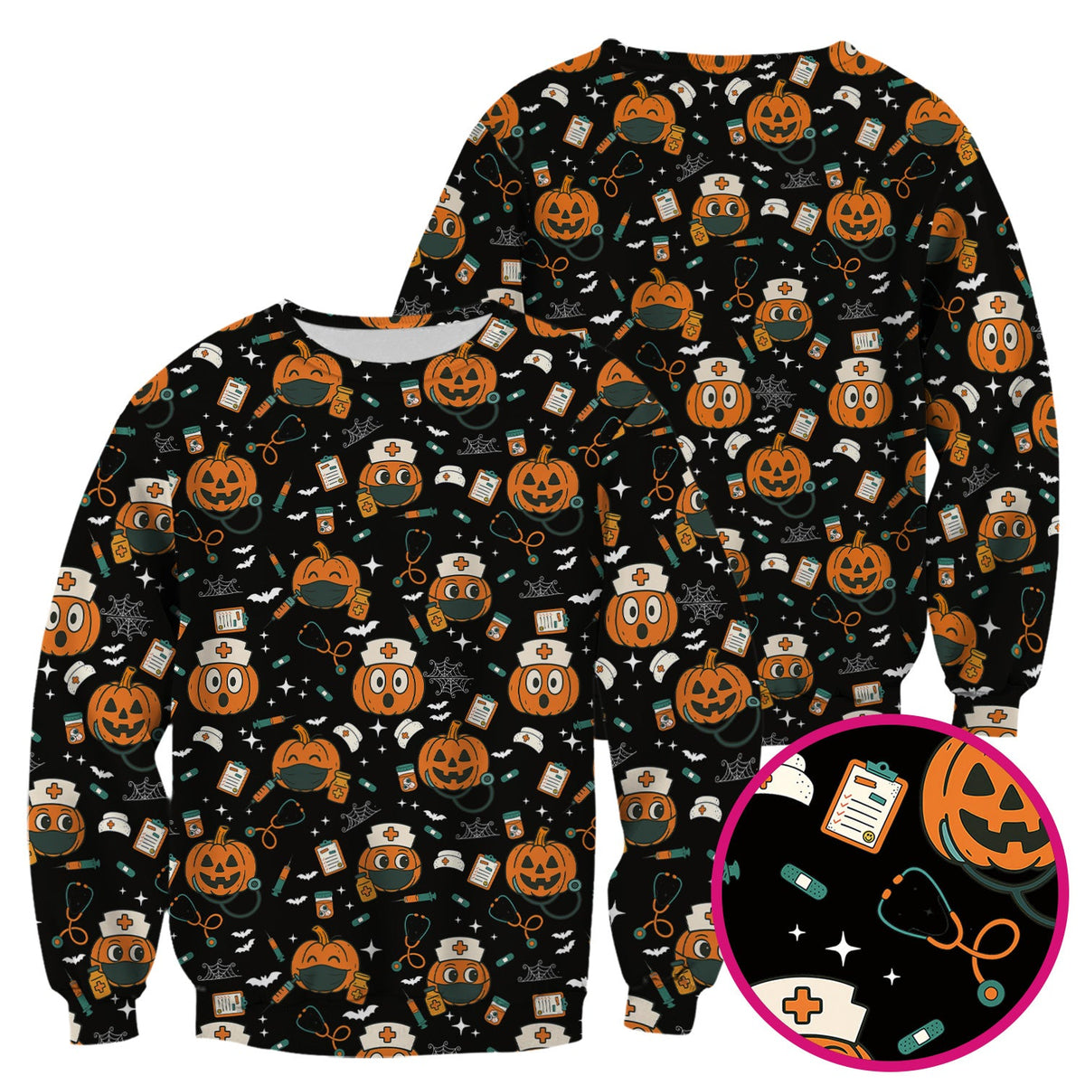 Spooky Holiday Nurse Scrub Top - Halloween Gift