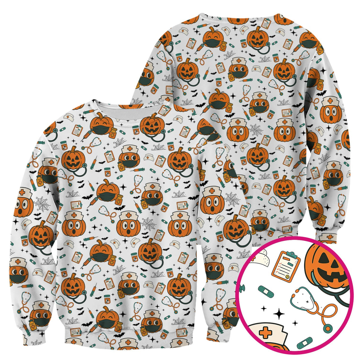 Spooky Holiday Nurse Scrub Top - Halloween Gift