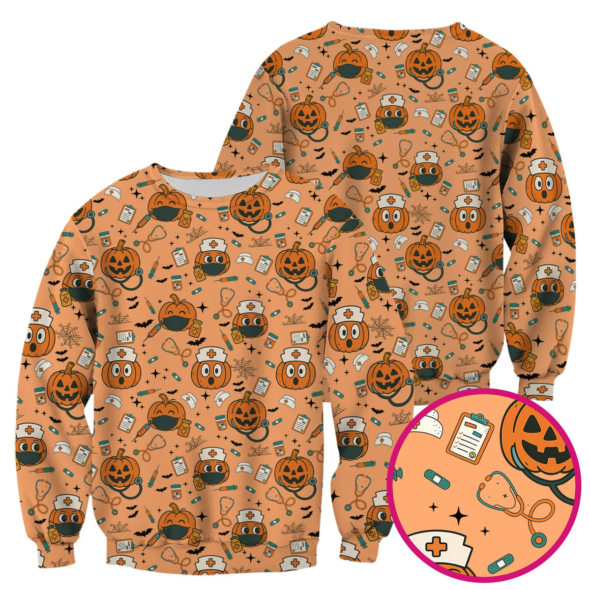 Spooky Holiday Nurse Scrub Top - Halloween Gift