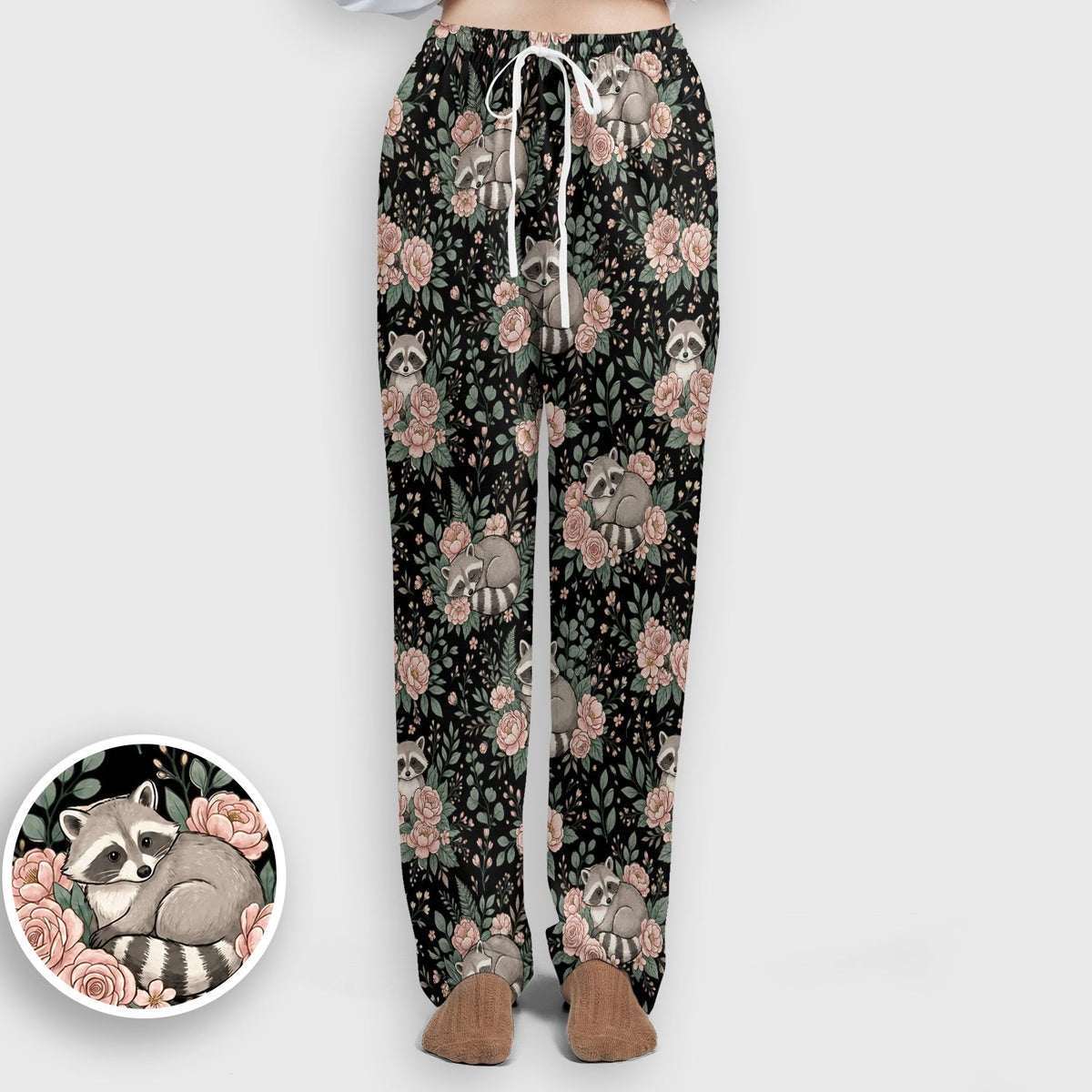 Sleeping Raccoon Rose Garden Nurse Scrub Set
