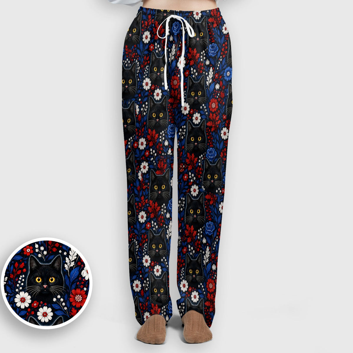 Black Cat Nurse Floral Scrub Set