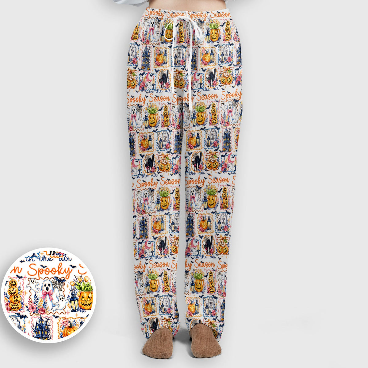 Spooky Pumpkin Ghost Pattern Nurse Scrub Set