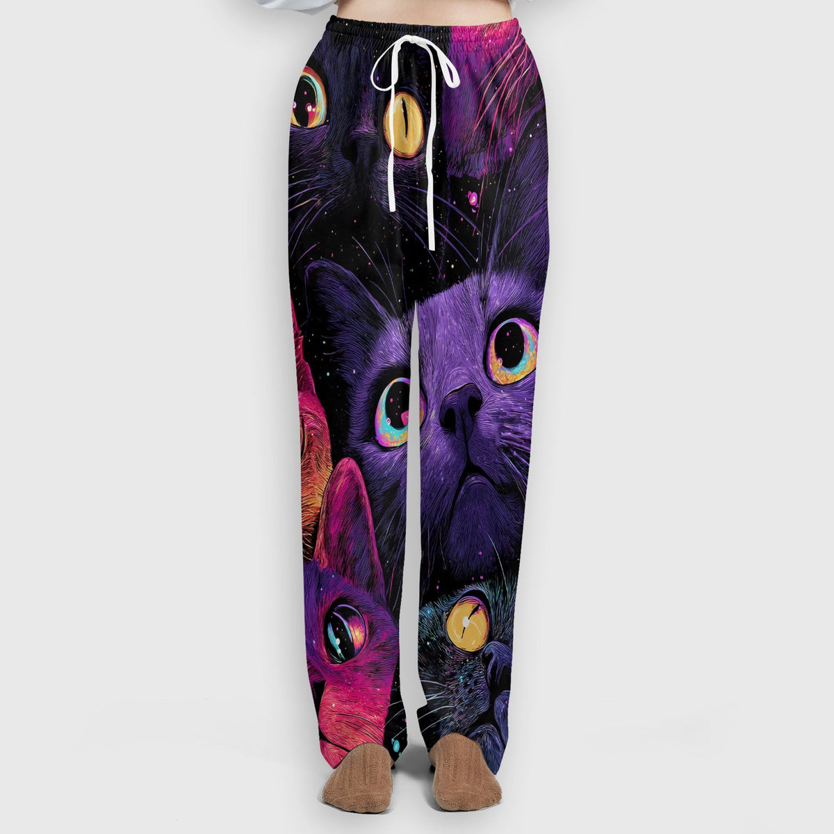 Colorful Neon Cat Faces Nurse Scrub Set