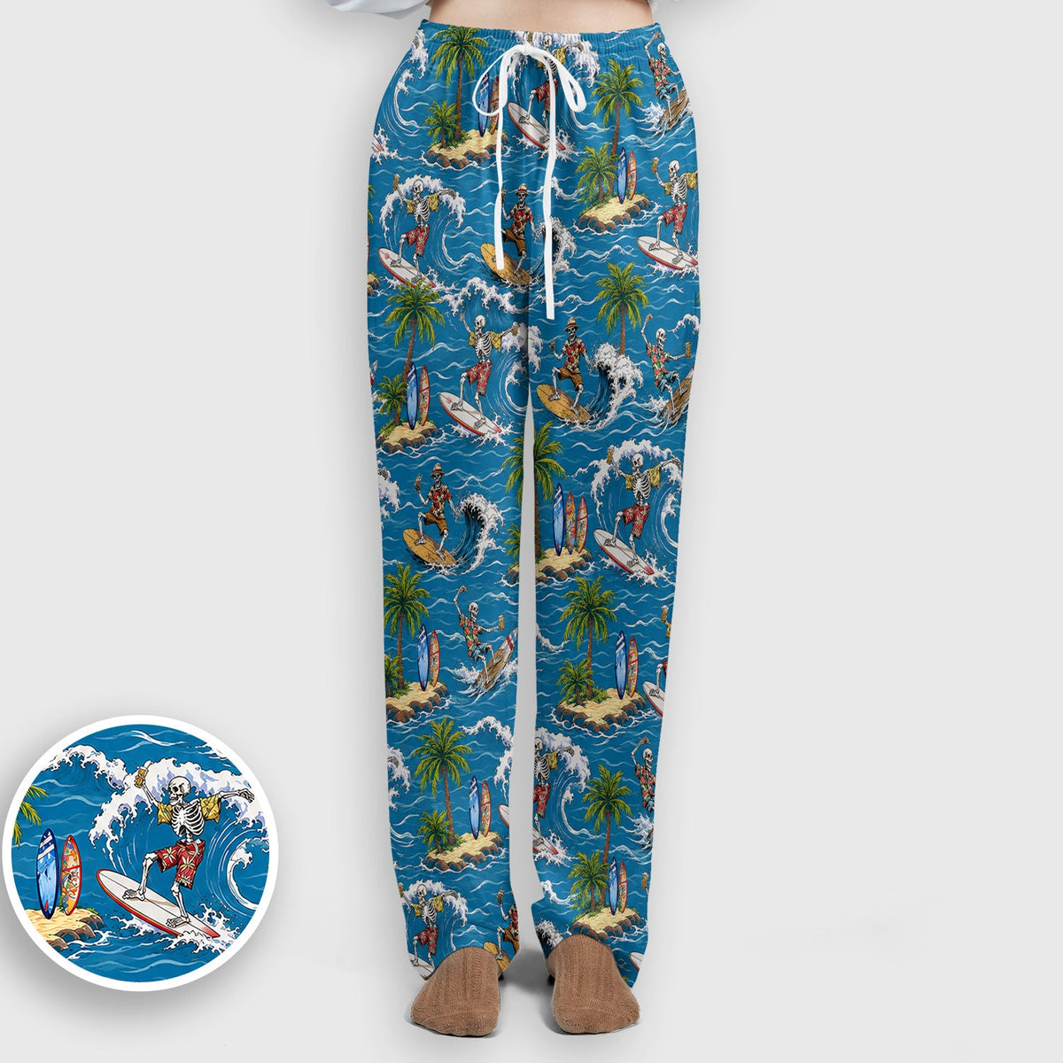 Spooky Tropical Skeleton Surfer Nurse Scrub Set