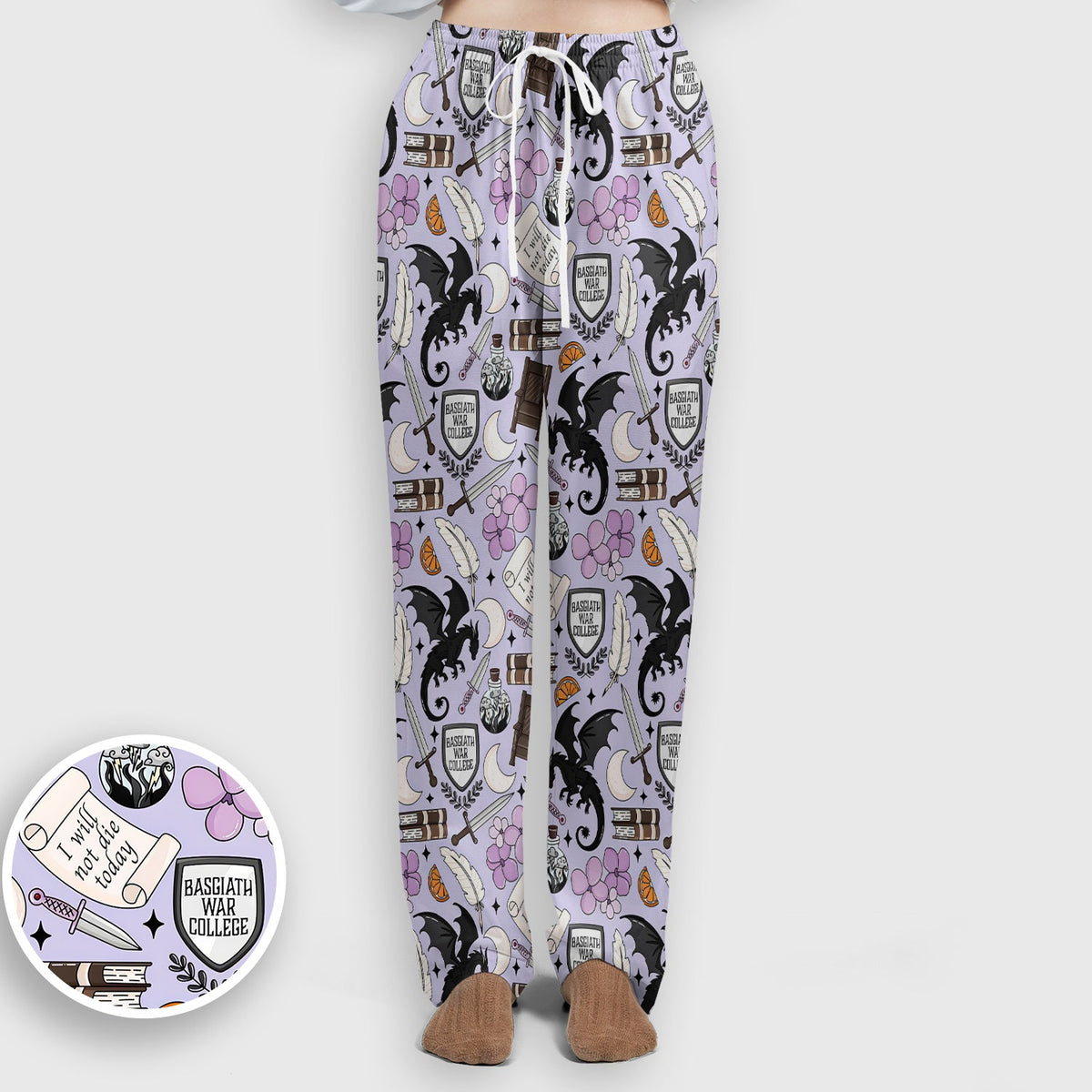 Spooky Gothic Fantasy Dragon Pattern Scrub Set, Scrub Pants and V Neck Top