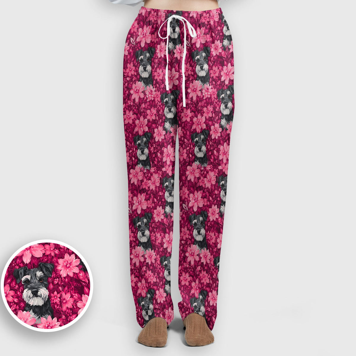 Pink Floral Schnauzer Nurse Scrub Set