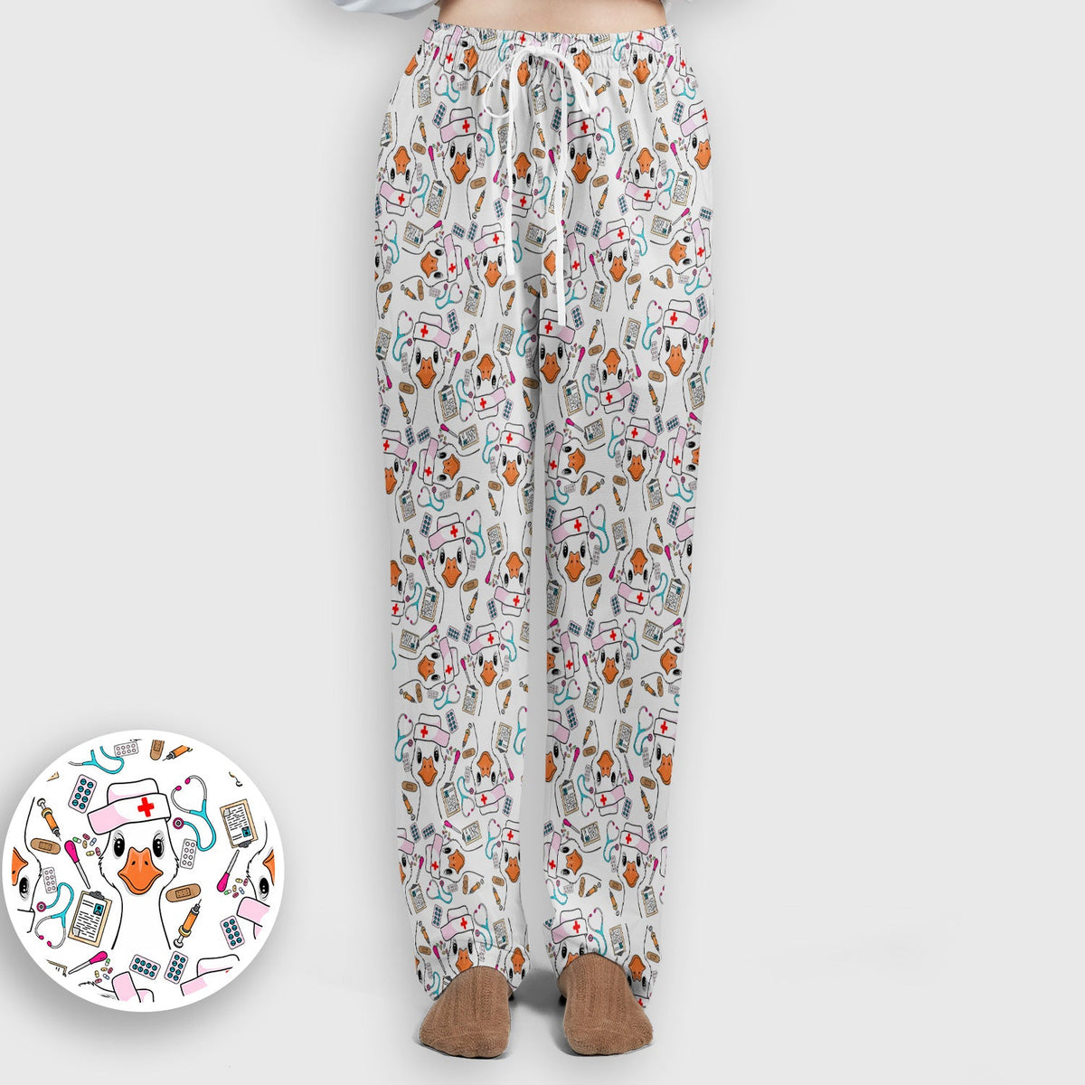 Duck Wearing Hat With Medical Tools Nurse Scrub Set