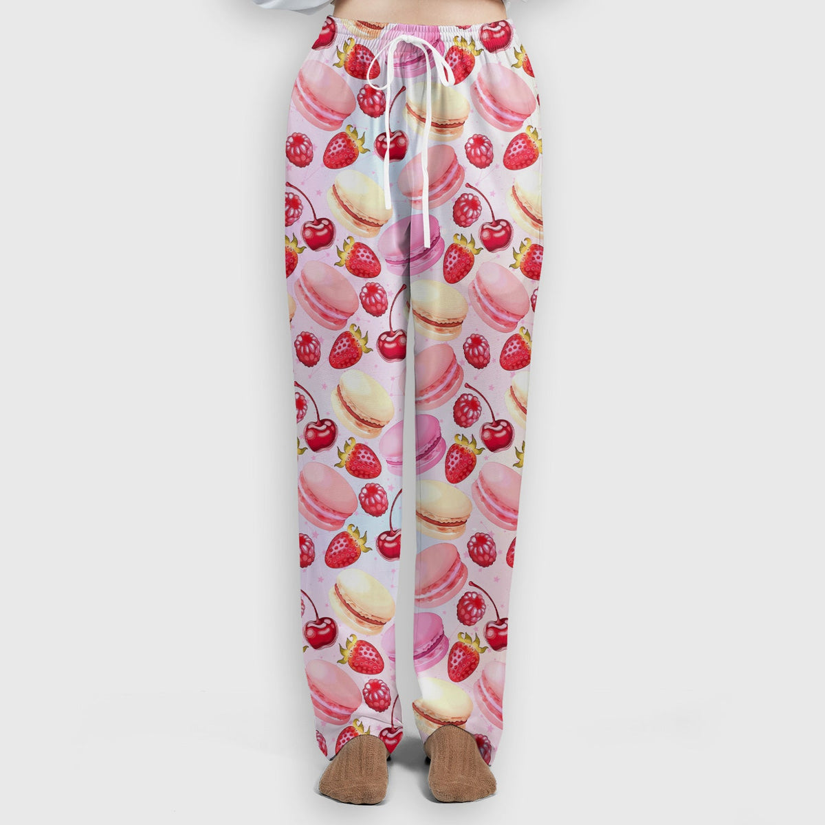 Sweet Dessert Pattern Scrub Set, Scrub Pants and V Neck Top