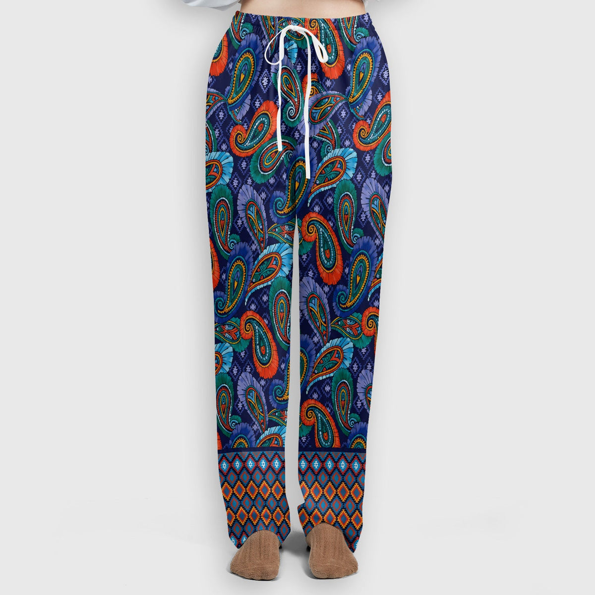 Colorful Paisley Geometric Border Nurse Scrub Set