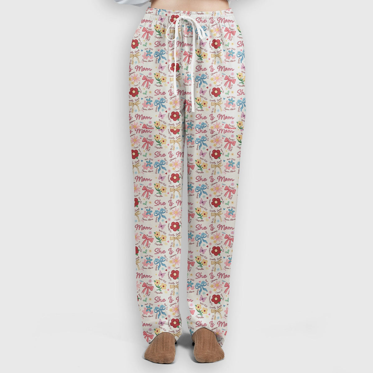She Is Mom Flower Bow Nurse Scrub Set