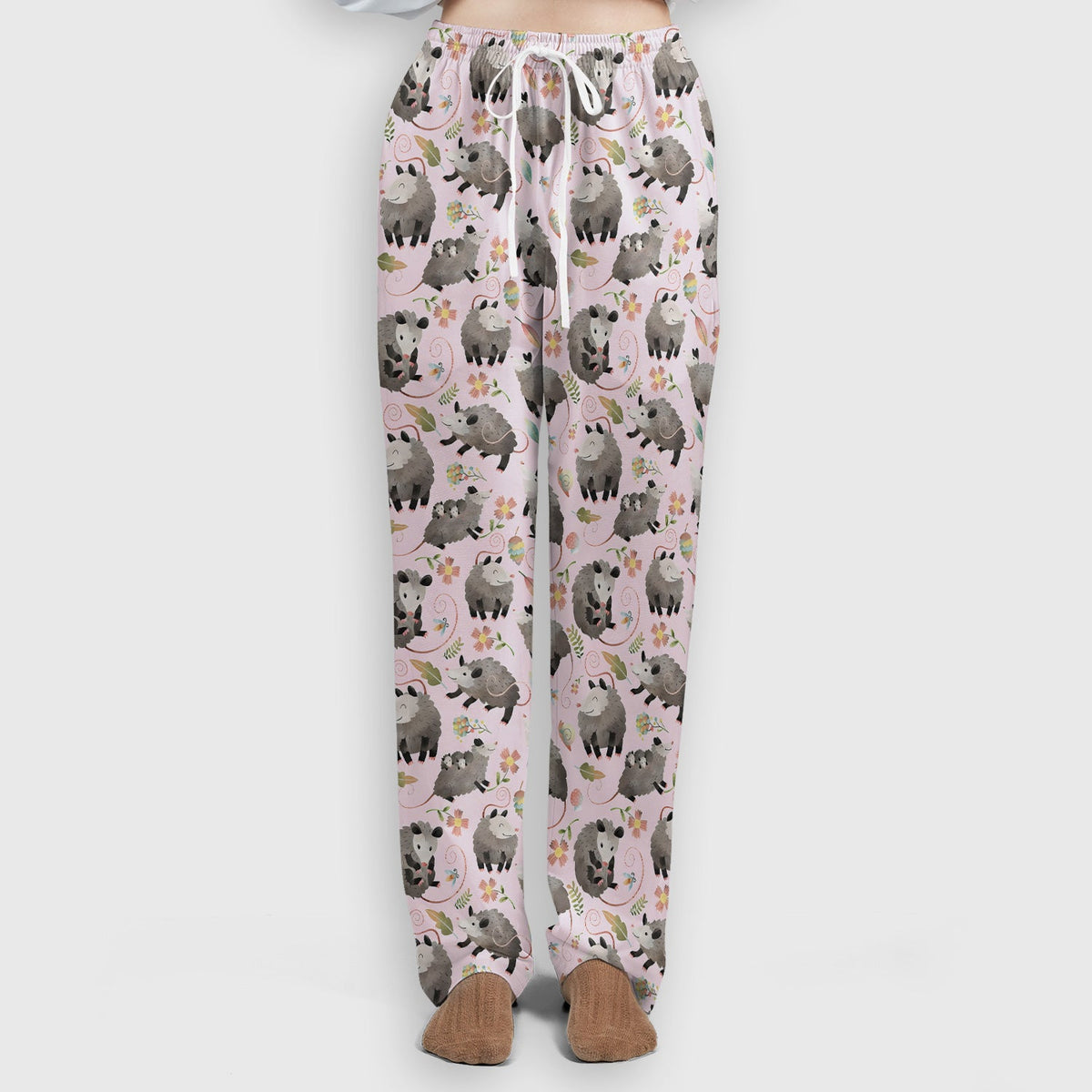 Opossum Playing Flower Garden Nurse Scrub Set