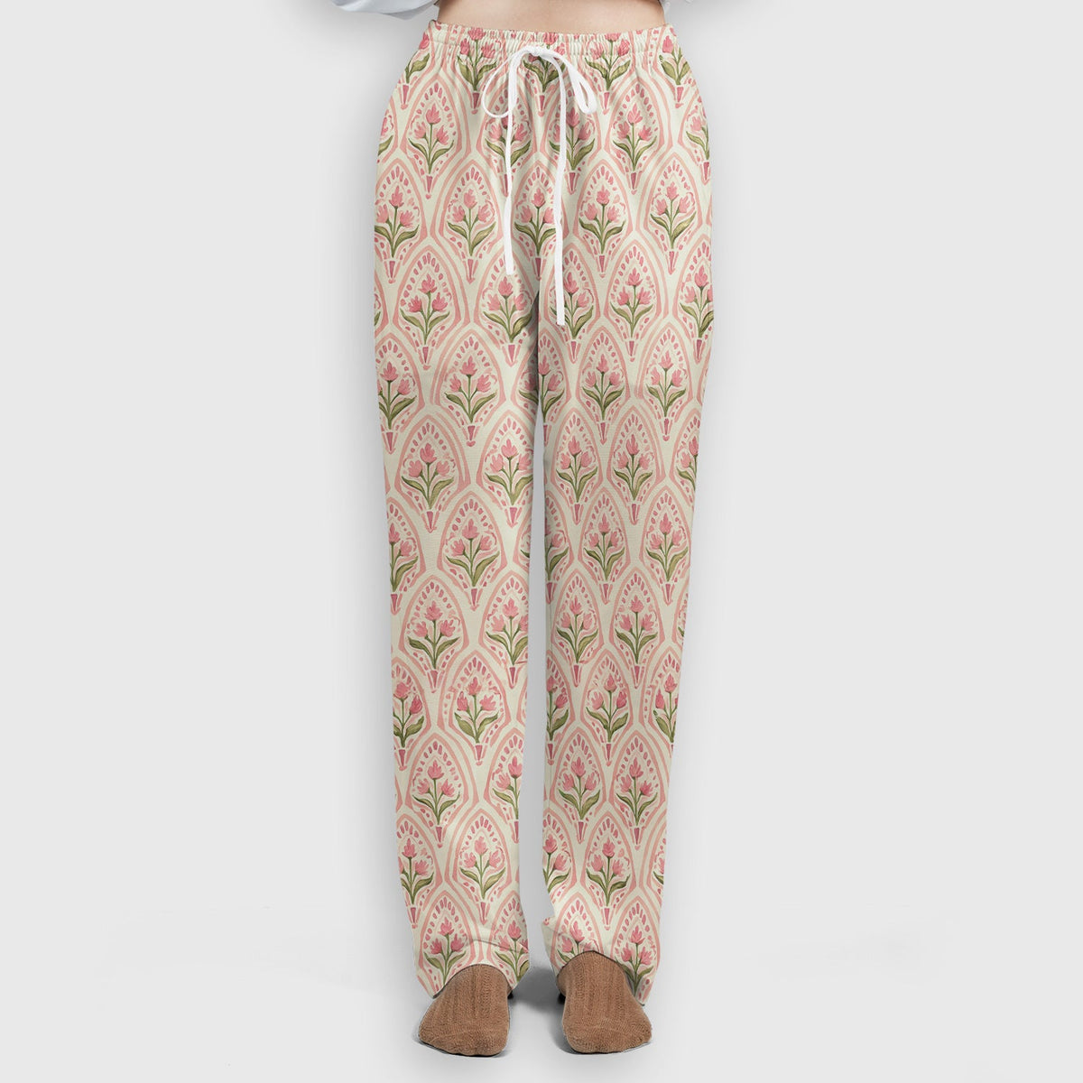 Pink Tulip Floral Arch Nurse Scrub Set