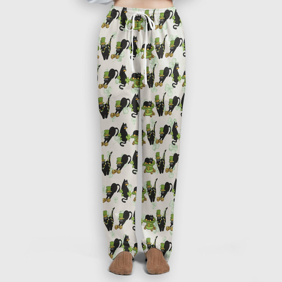 St Patrick Black Cat Clover Nurse Scrub Set