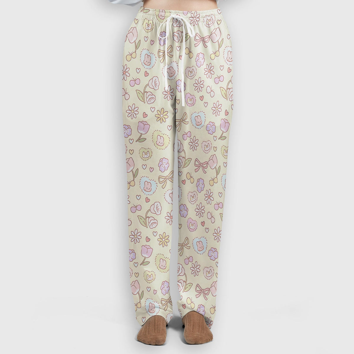 Pastel Bunny Flower Heart Nurse Scrub Set