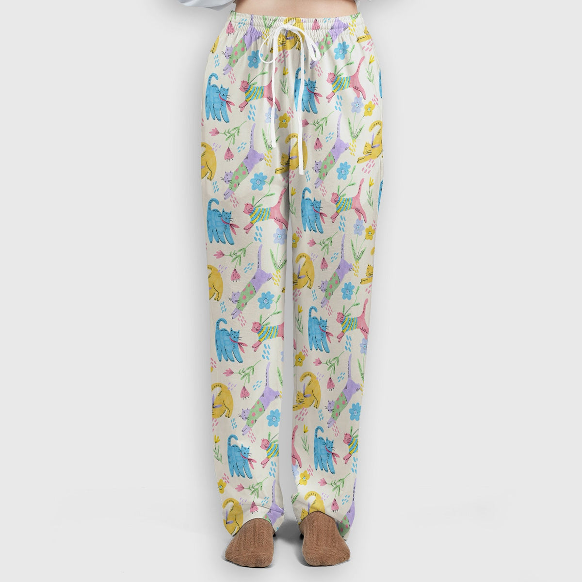 Colorful Cat Floral Nurse Scrub Set