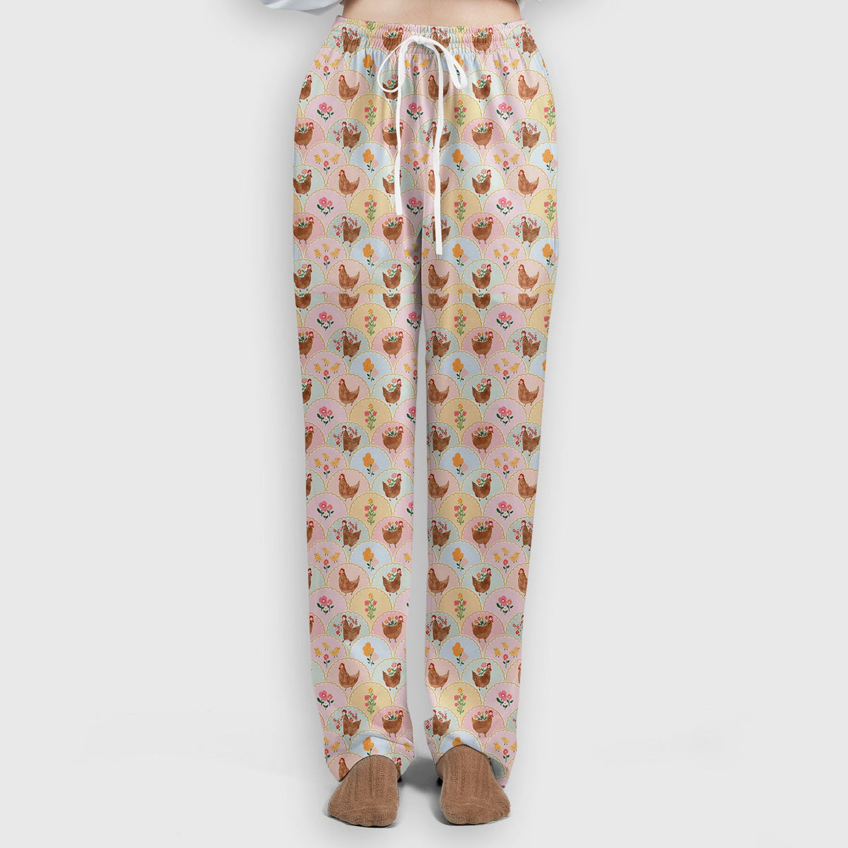 Pastel Chicken Floral Nurse Scrub Set