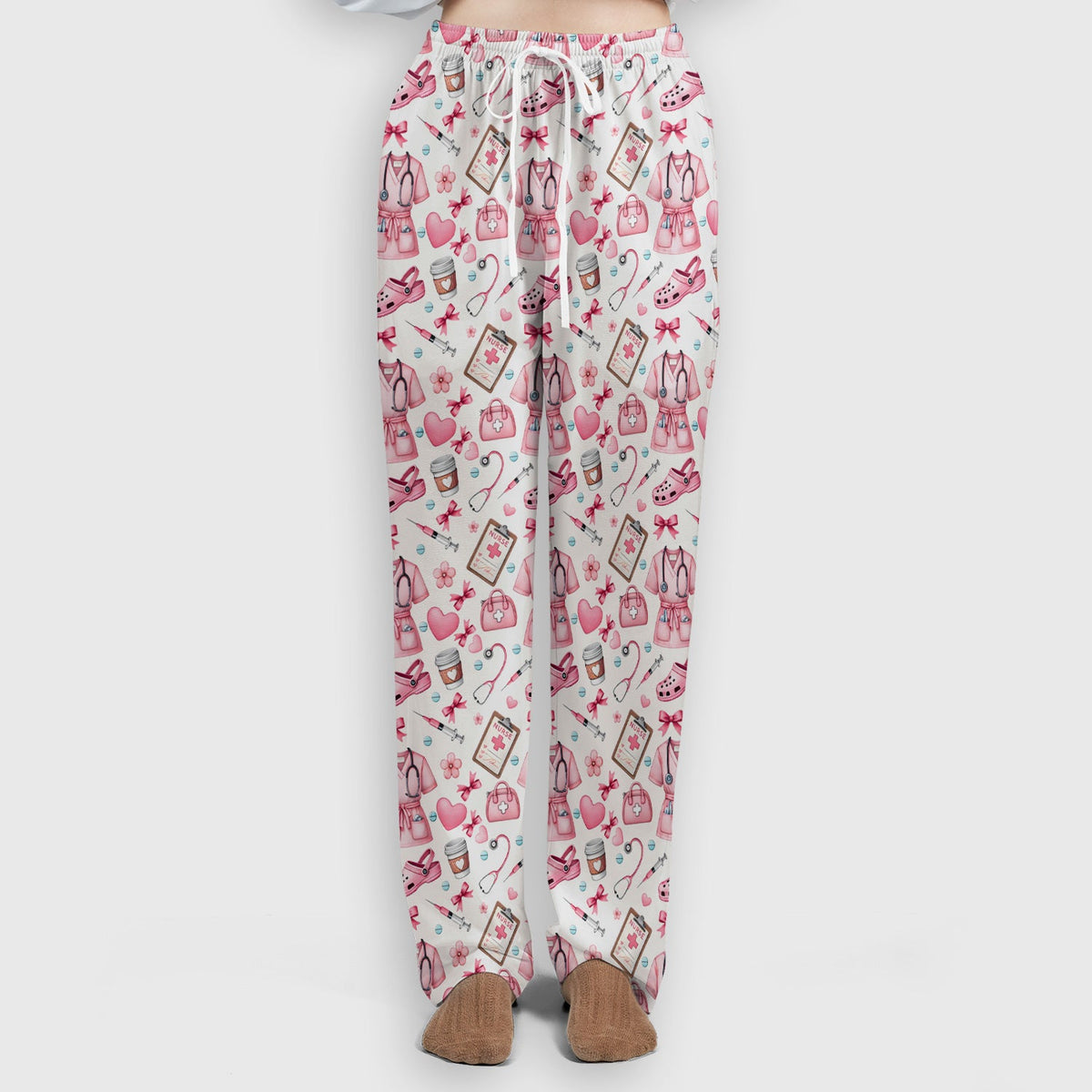 Valentine Pink Nurse Icons Scrub Set