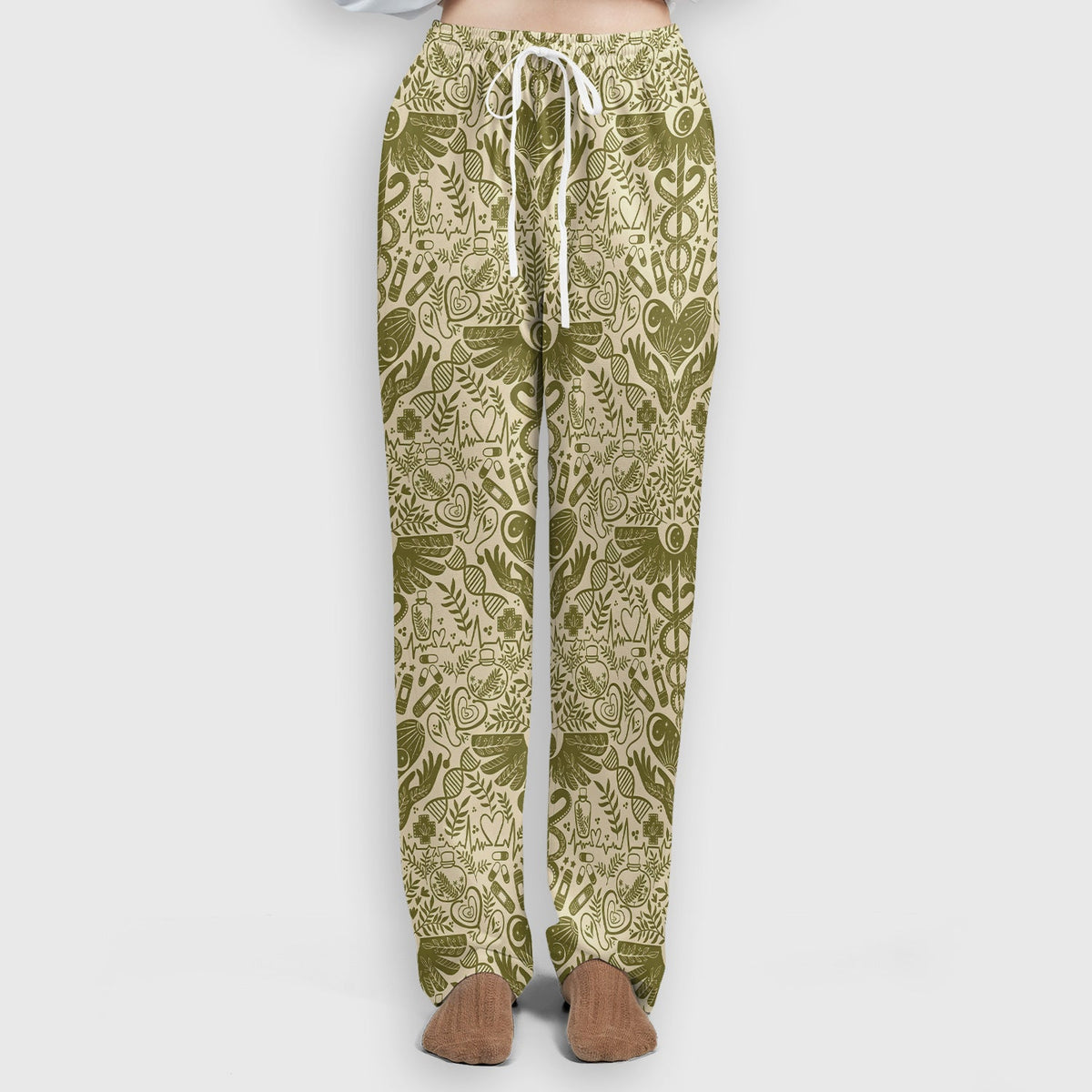 Botanical Caduceus Heart Nurse Scrub Set