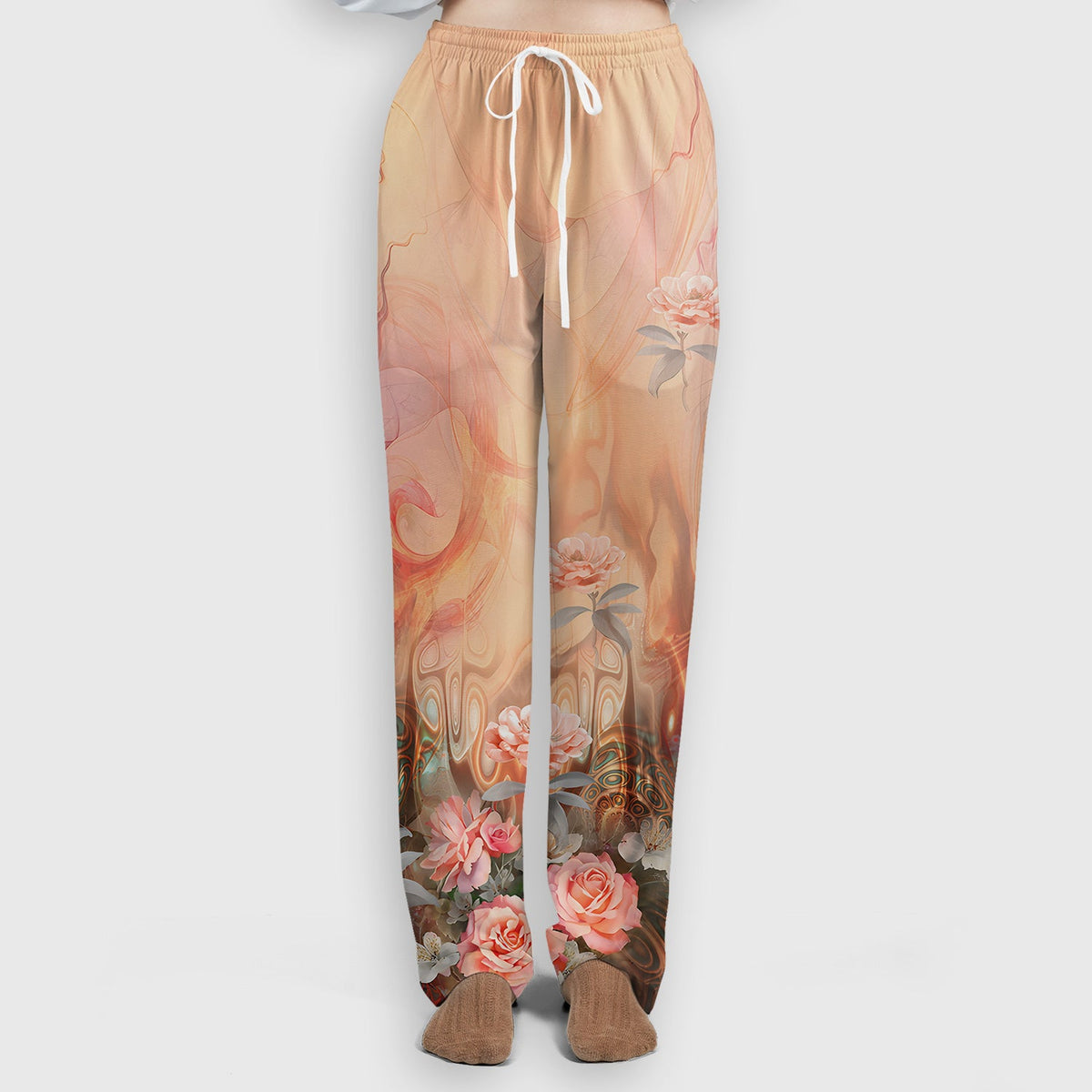 Elegant Peach Marble Rose Nurse Scrub Set