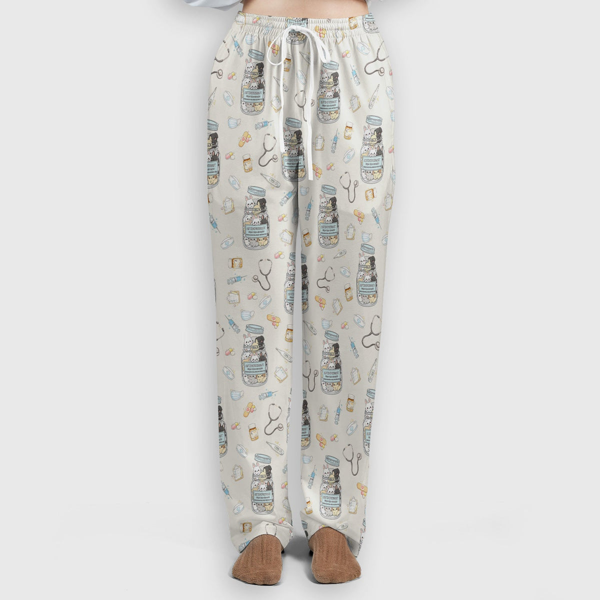 Whimsical Antidepressant Rabbit Jar Nurse Scrub Set