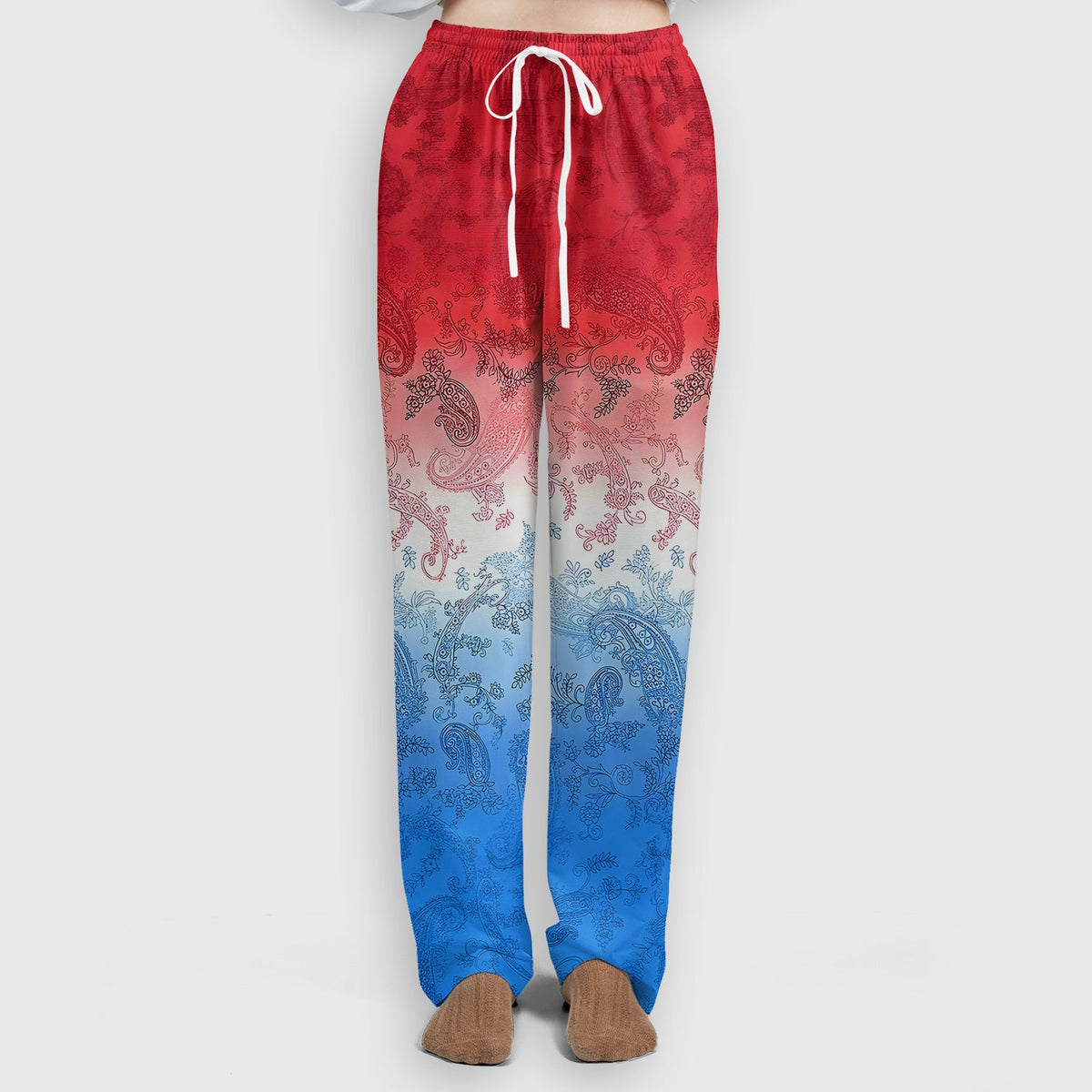 Red Blue Paisley Ombre Nurse Scrub Set