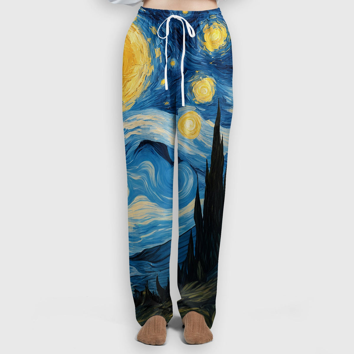 Swirling Moonlit Cat Scene Nurse Scrub Set