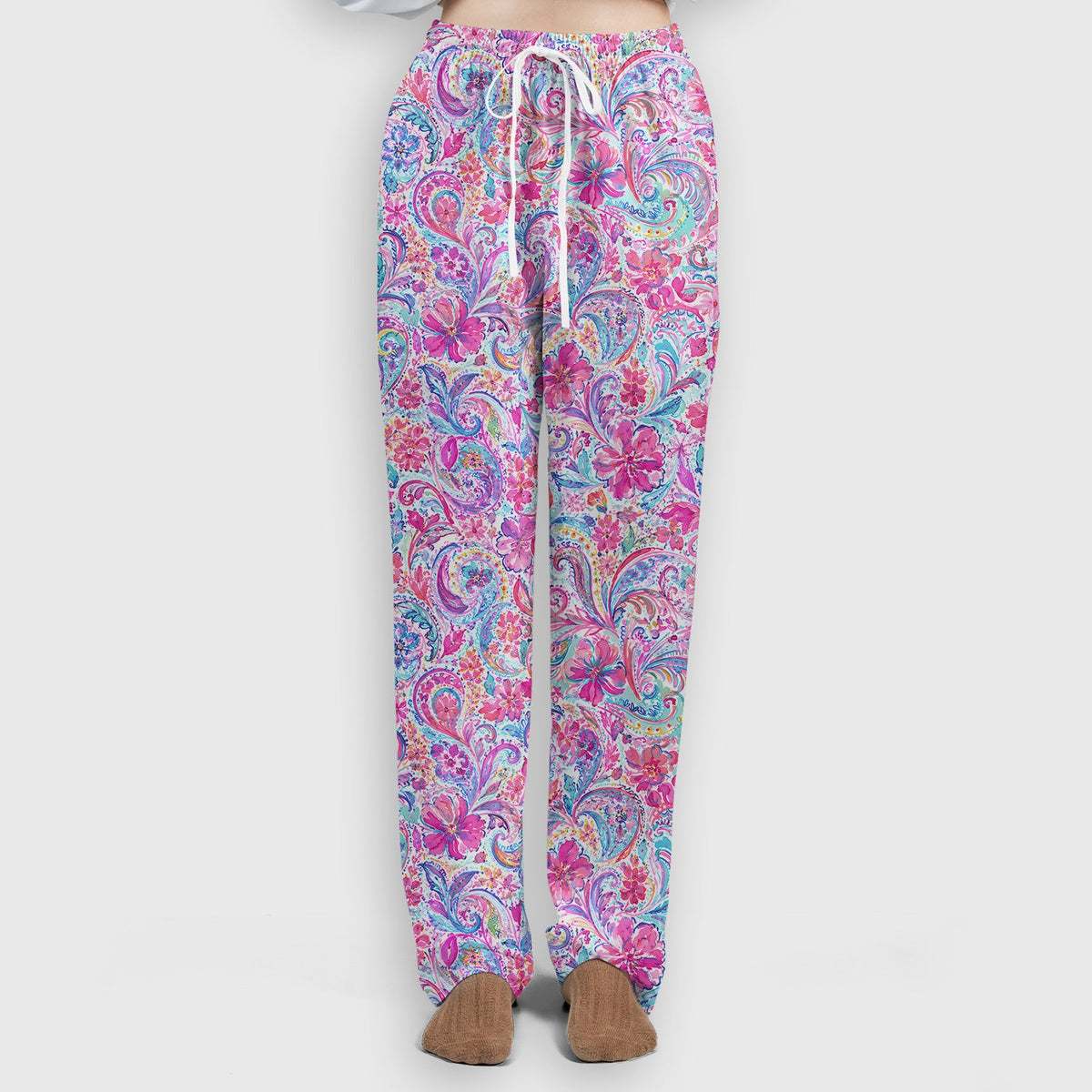 Elegant Pink Paisley Blossom Nurse Scrub Set