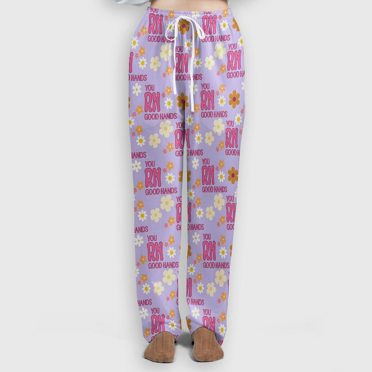 You RN Good Hands Floral Daisy Nurse Scrub Set