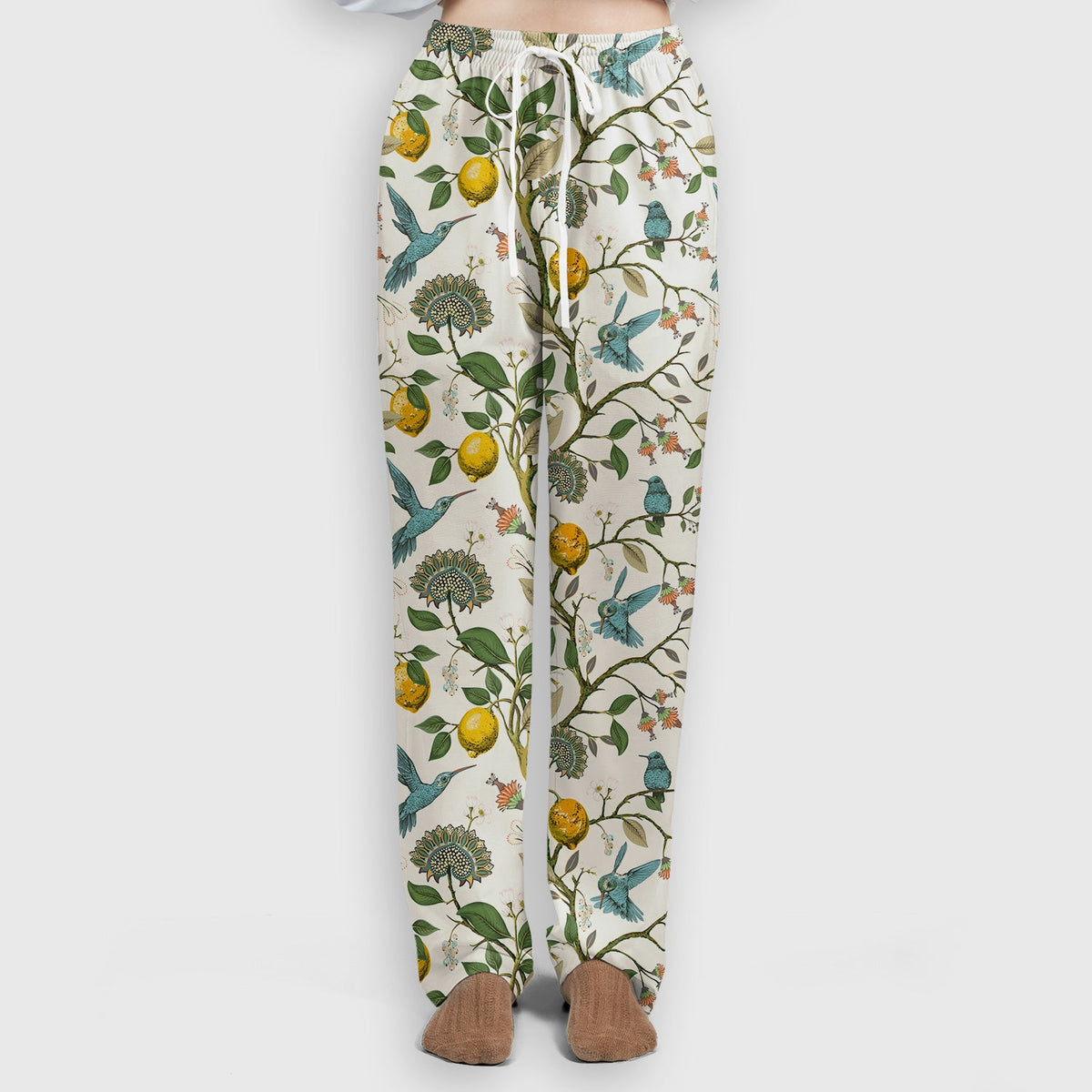 Hummingbird Lemon Floral Nurse Scrub Set