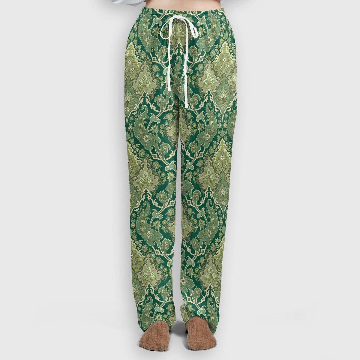 Green Vintage Damask Ornamental Nurse Scrub Set