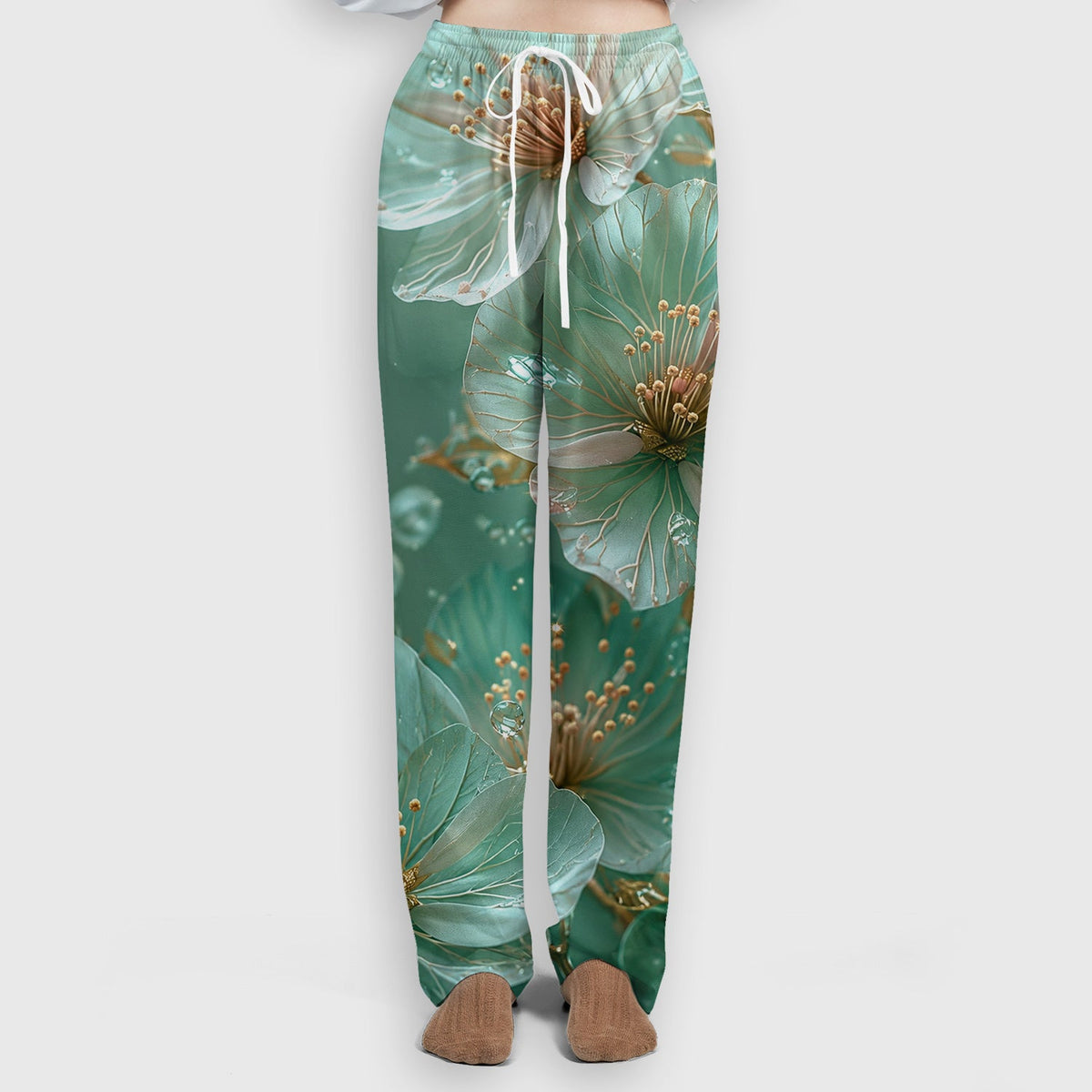 Elegant Mint Blossom Dewdrop Nurse Scrub Set
