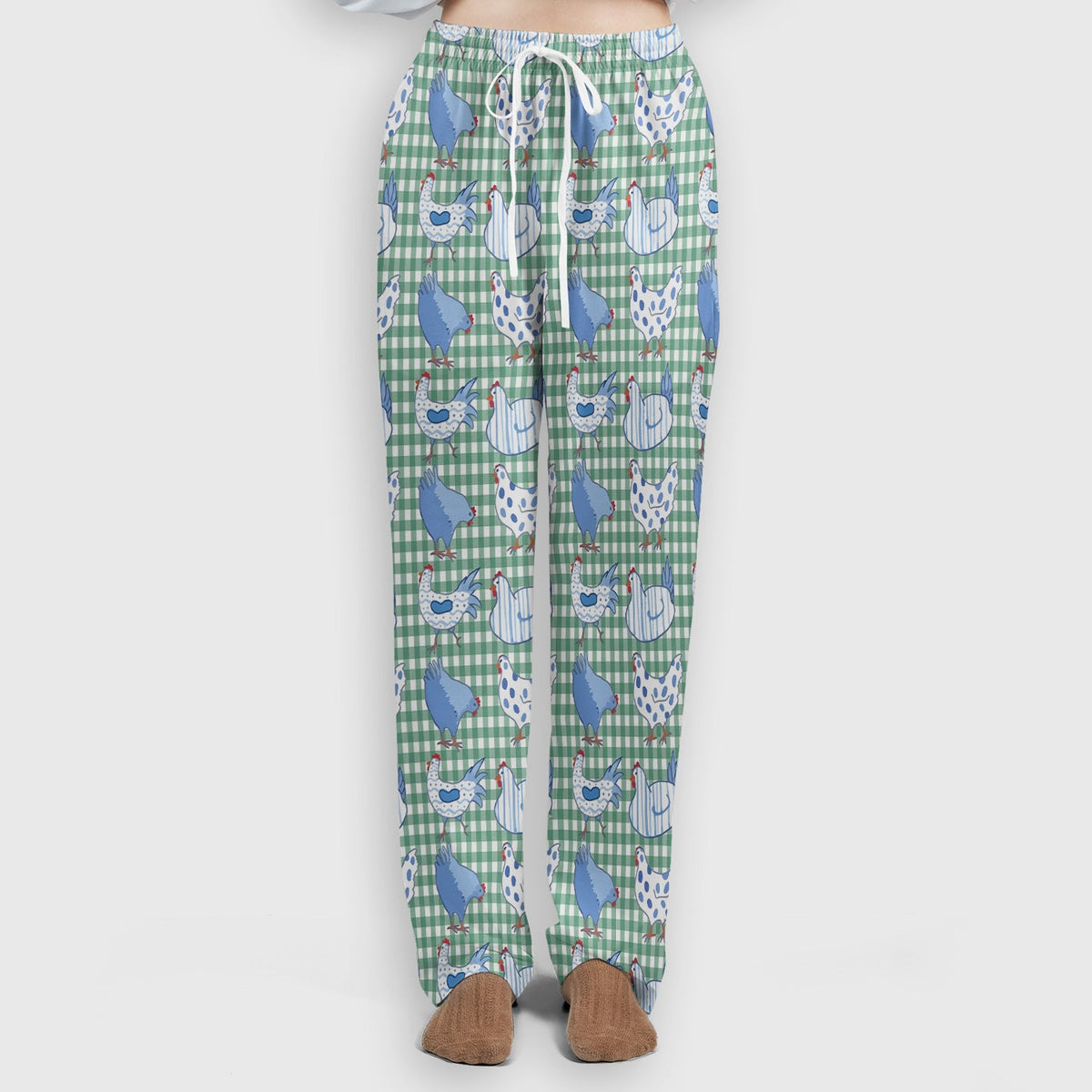 Blue Chicken Gingham Nurse Scrub Set