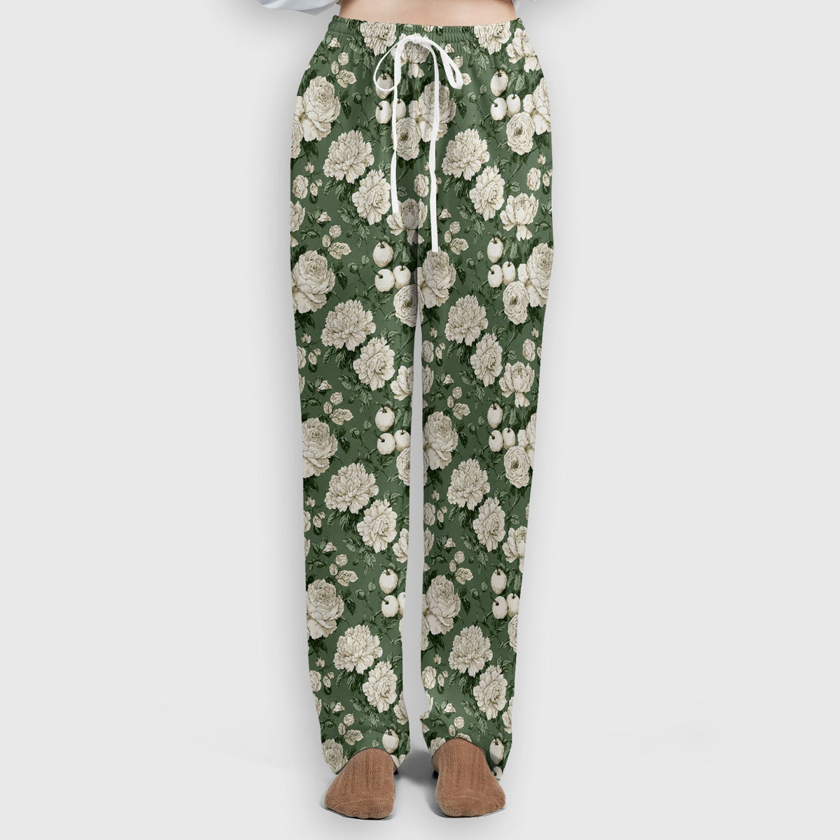 Elegant White Rose Garden Nurse Scrub Set