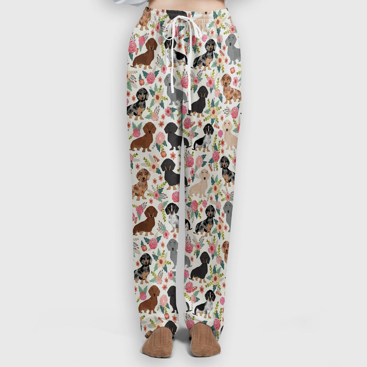 Adorable Dachshund Floral Nurse Scrub Set