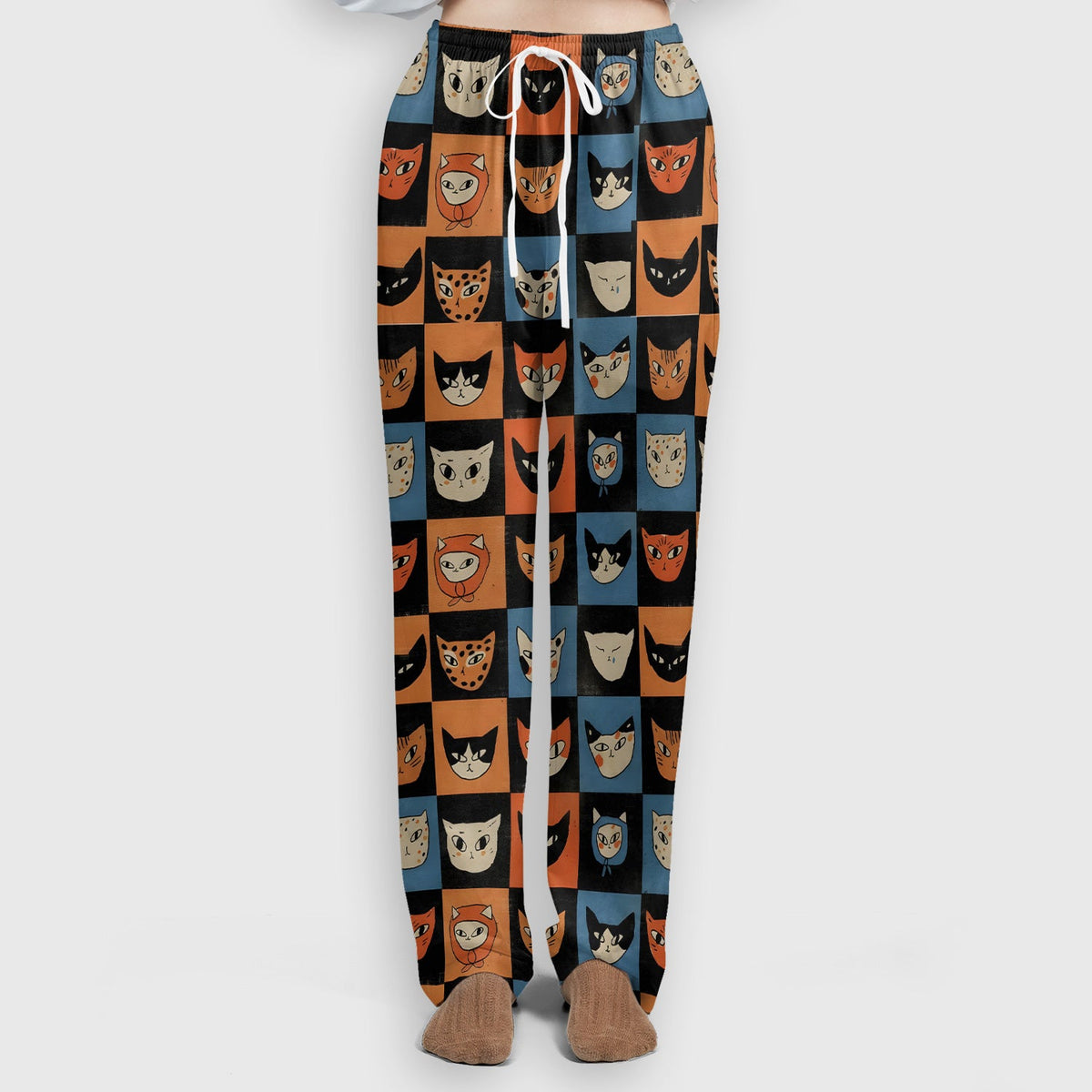 Retro Cat Checkerboard Nurse Scrub Set