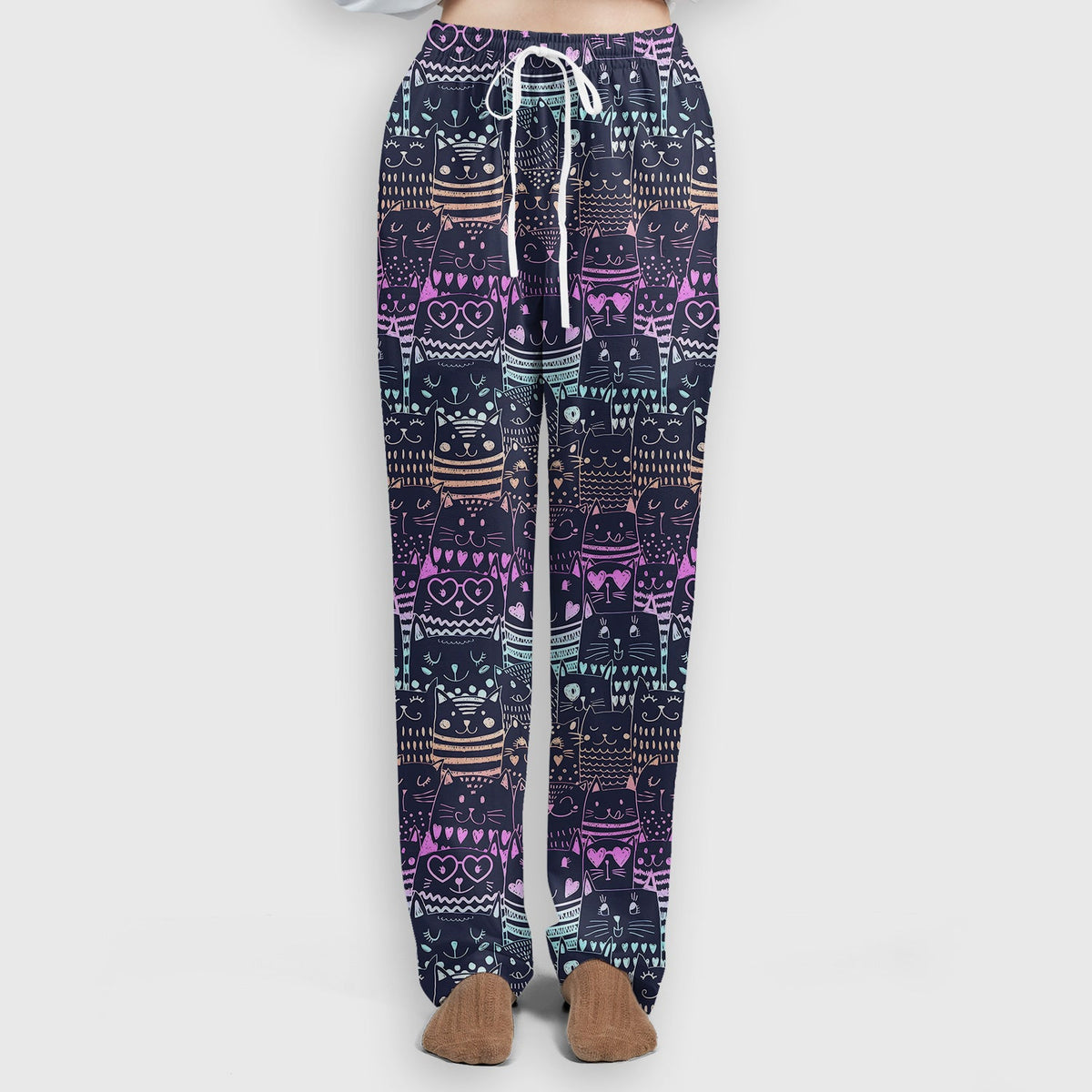 Neon Cat Faces Nurse Scrub Set