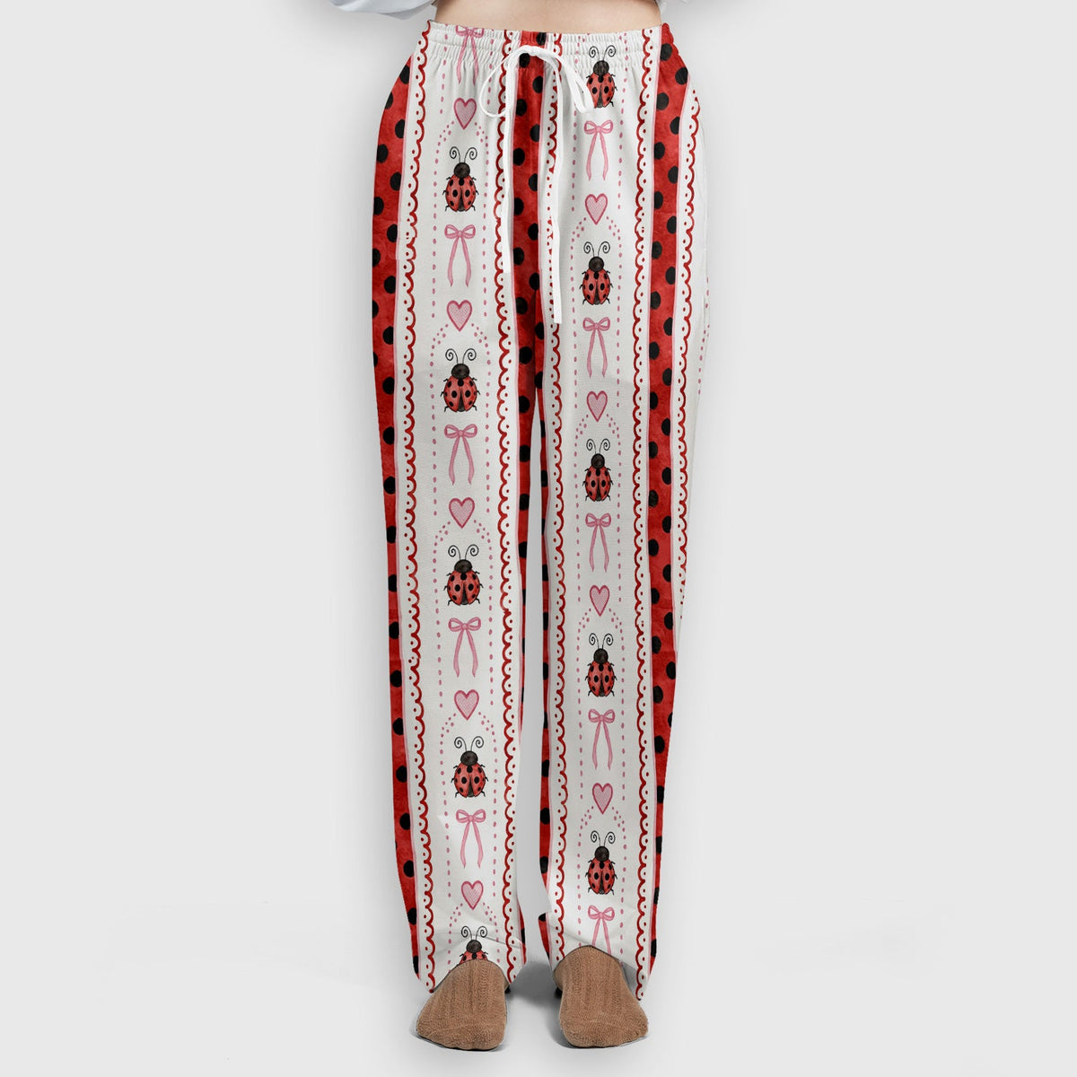 Ladybug Heart Bow Stripe Nurse Scrub Set