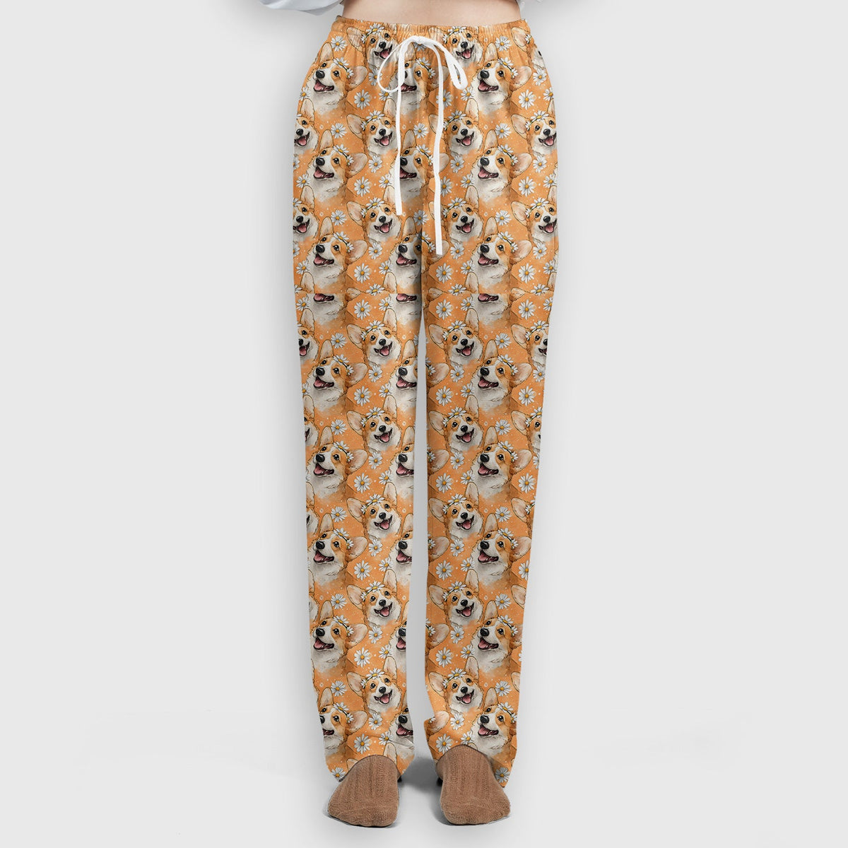Corgi Daisy Floral Orange Nurse Scrub Set