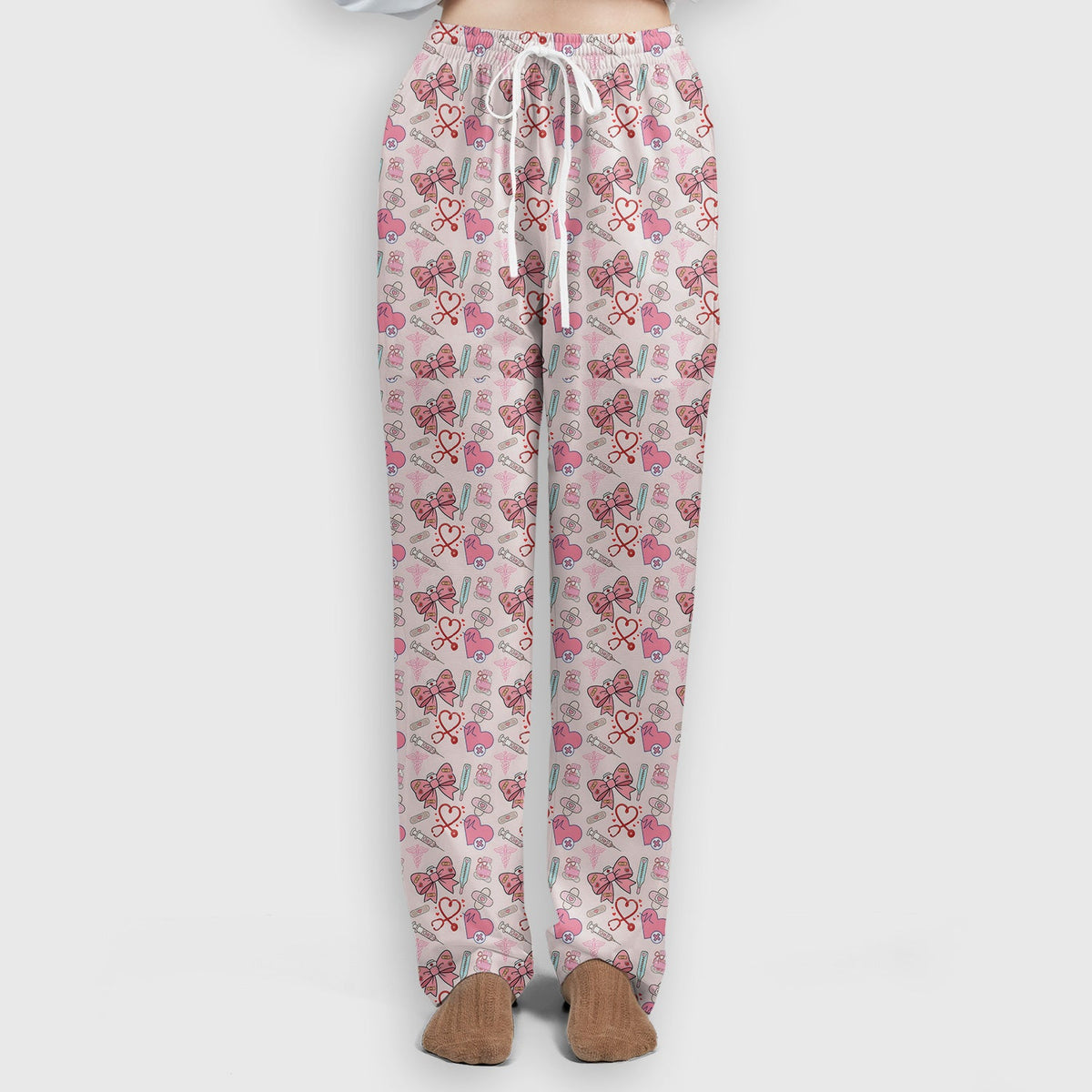 Pink Nurse Bow Heart Scrub Set