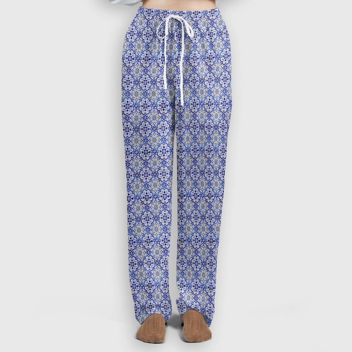 Blue Vintage Tile Floral Nurse Scrub Set
