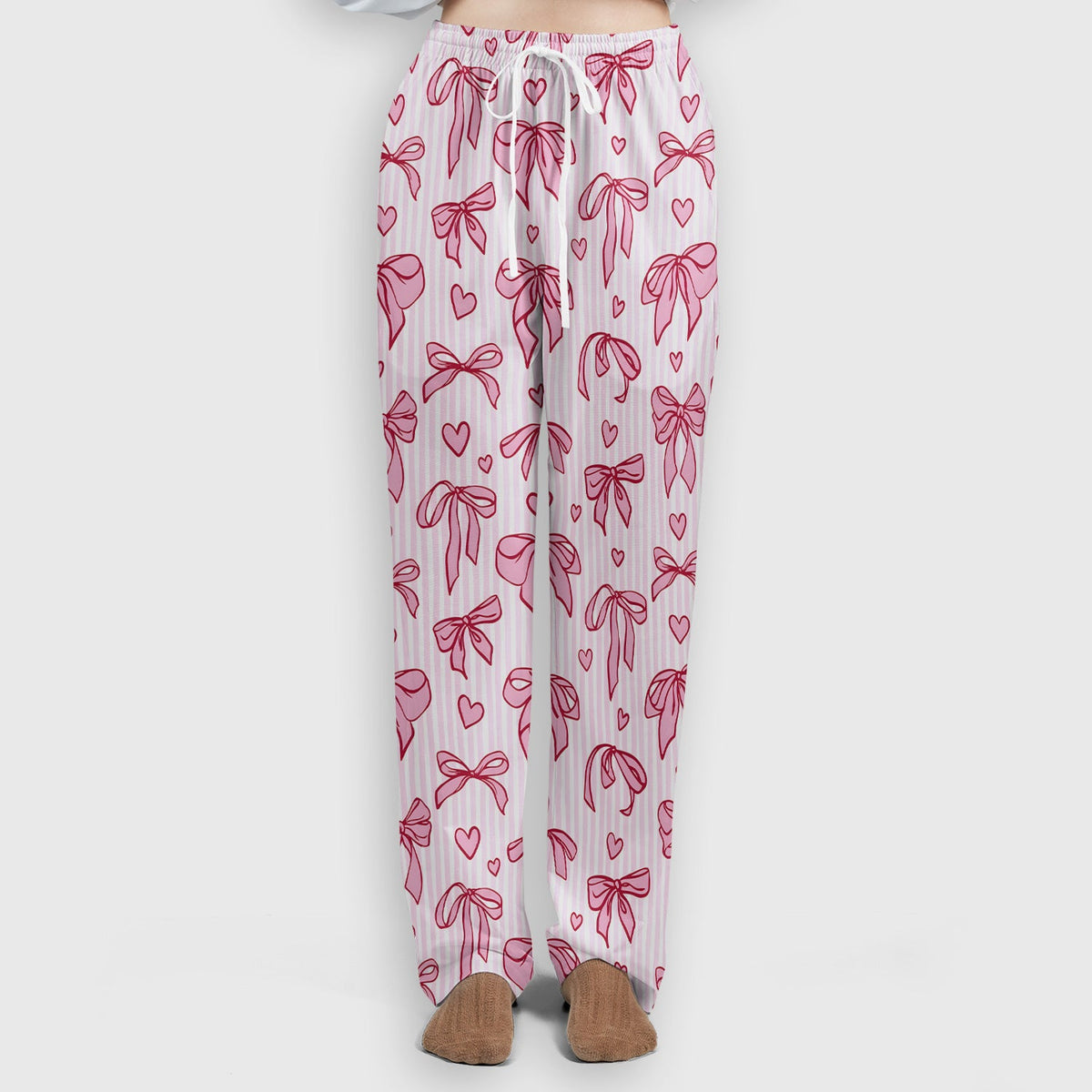 Pink Bow Heart Stripe Nurse Scrub Set