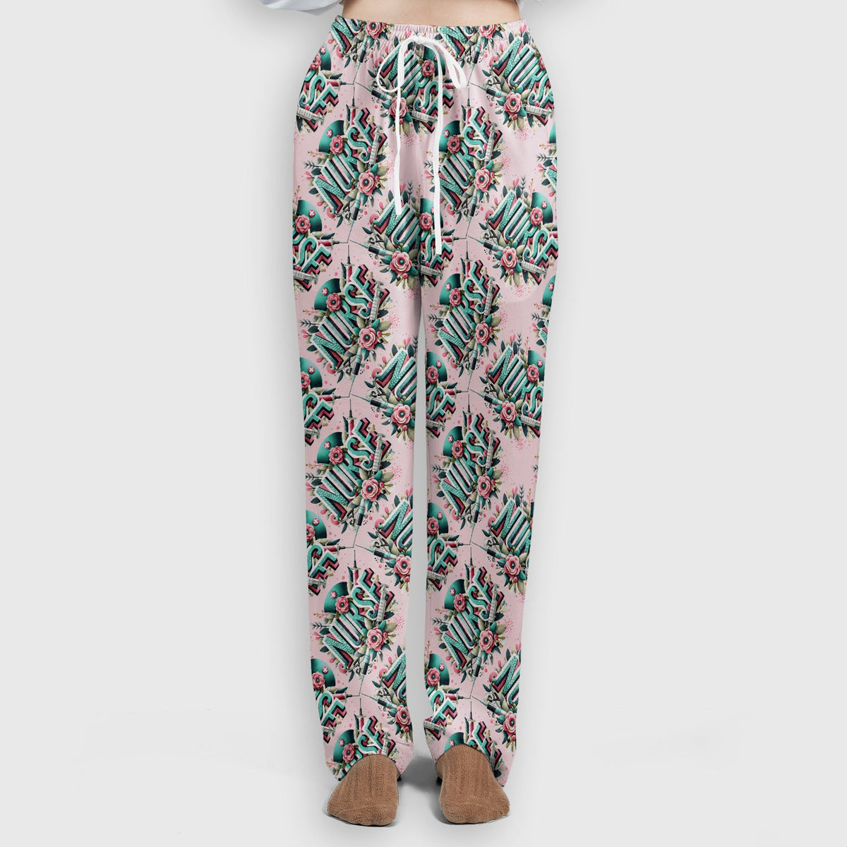 Typography Floral Nurse Scrub Set